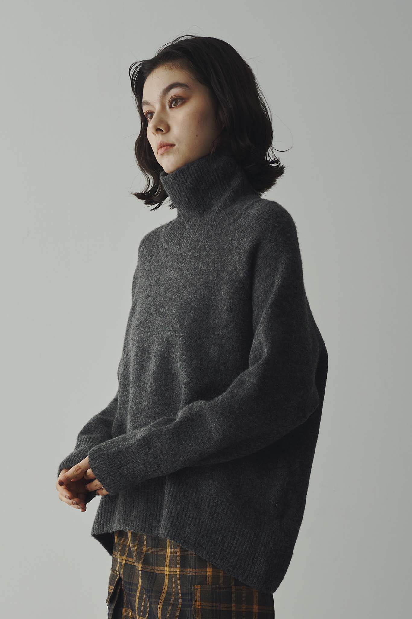 High neck mohair yarn knit