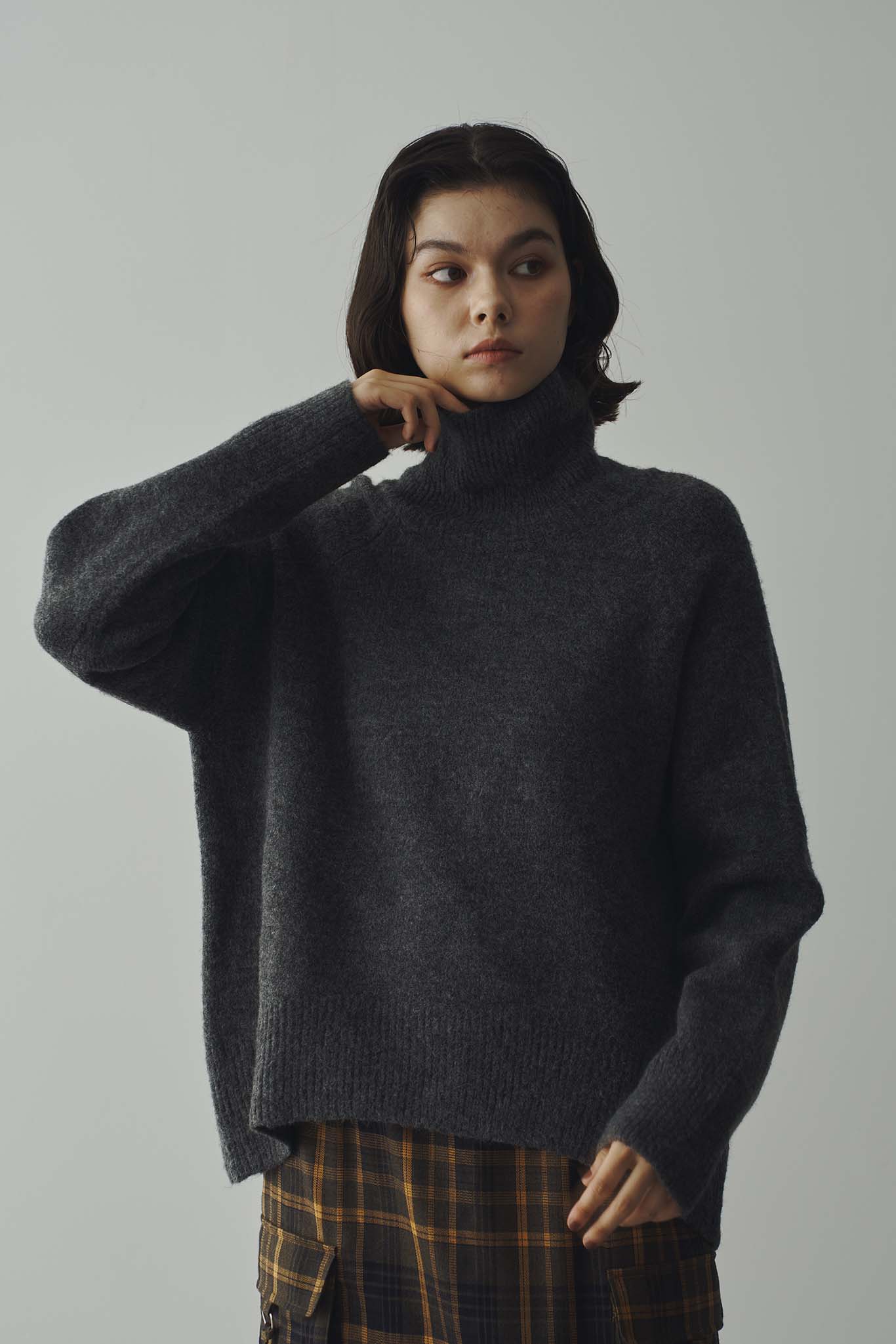 High neck mohair yarn knit