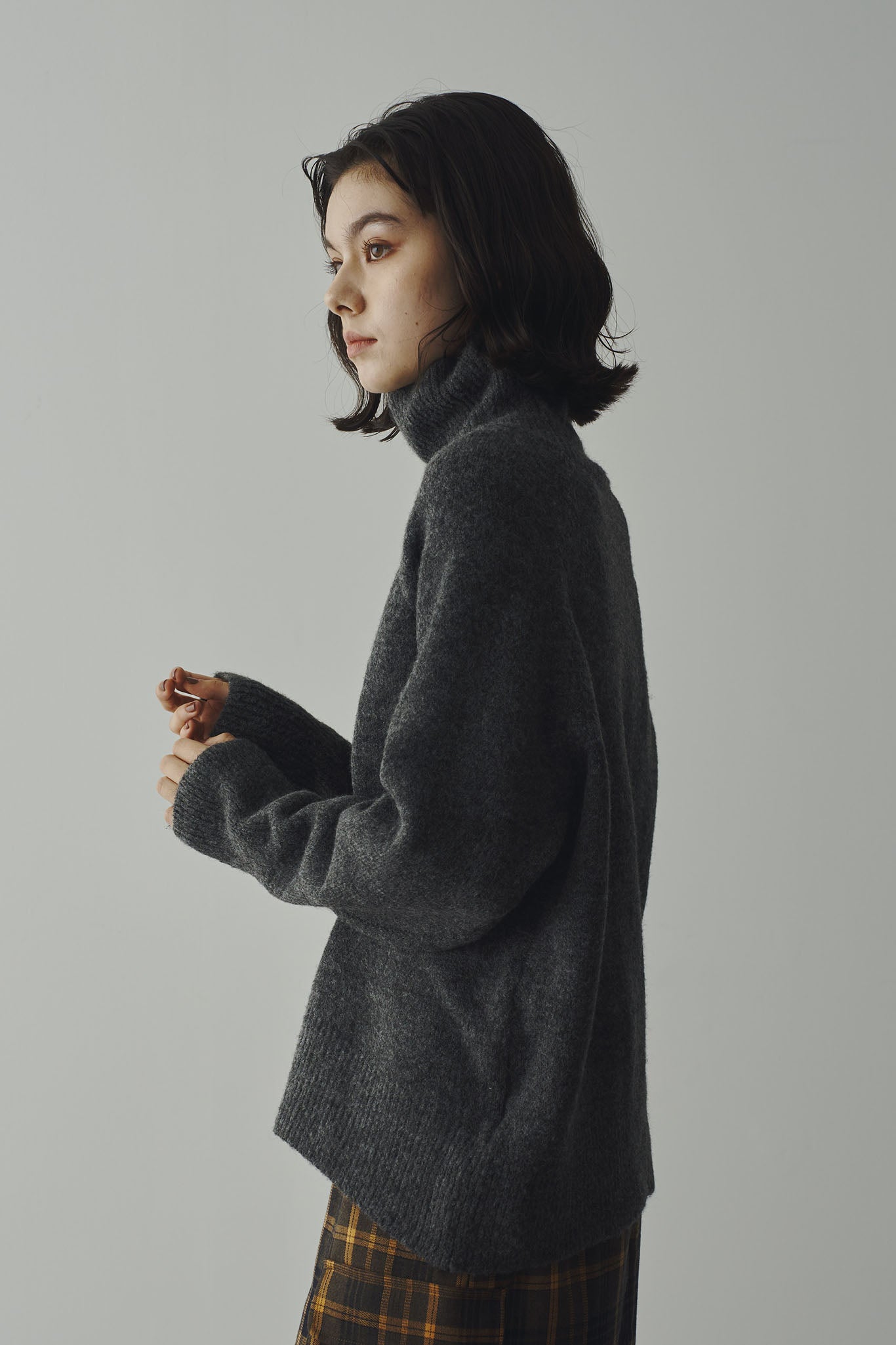 High neck mohair yarn knit