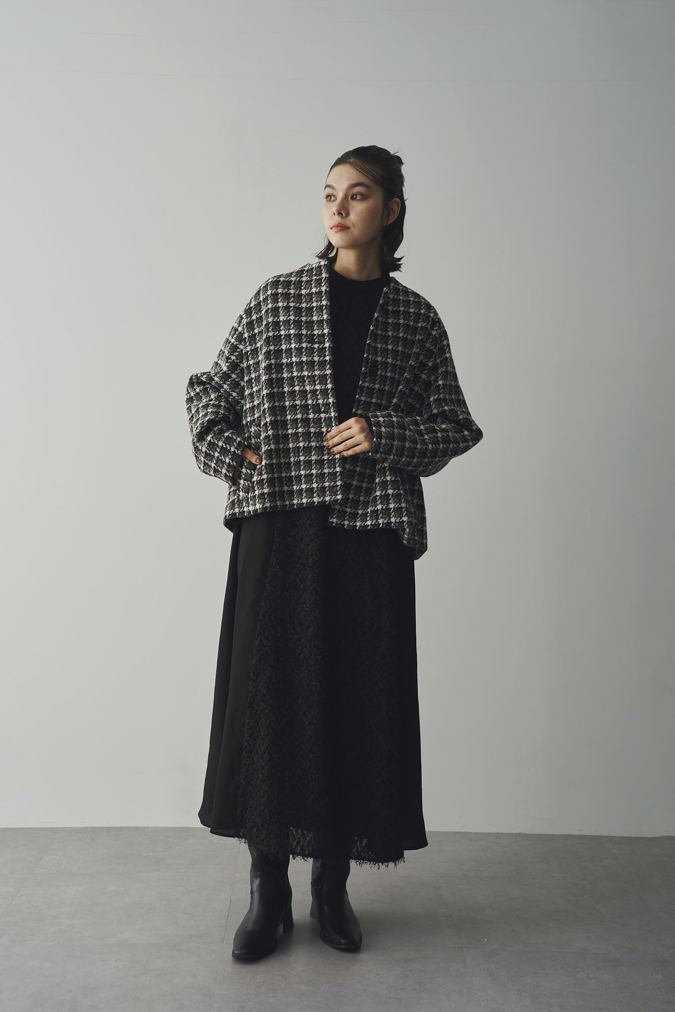 クロップドノーカラーコート