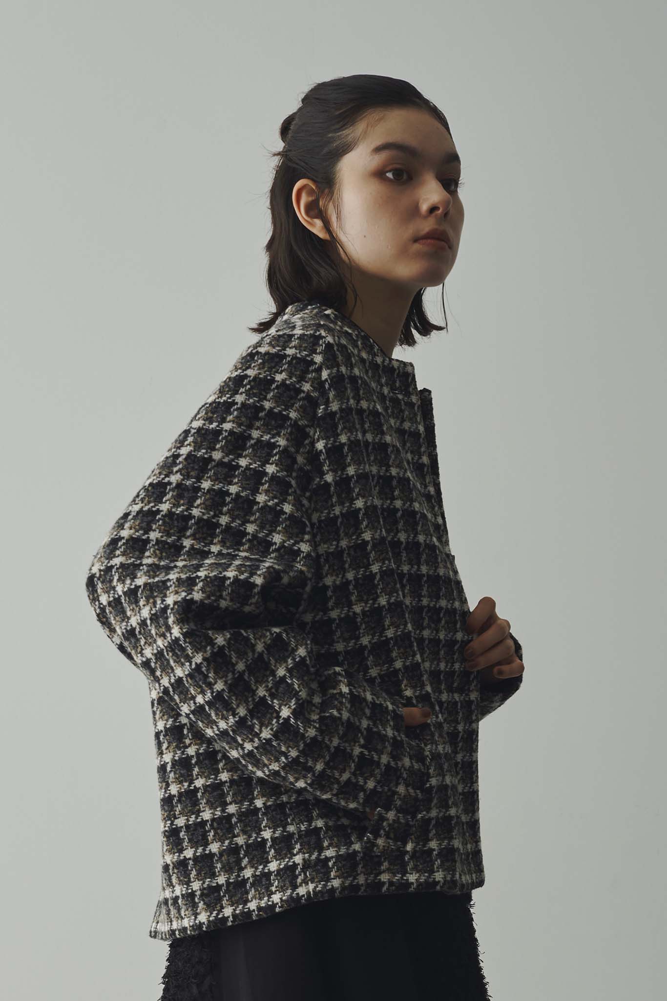 クロップドノーカラーコート