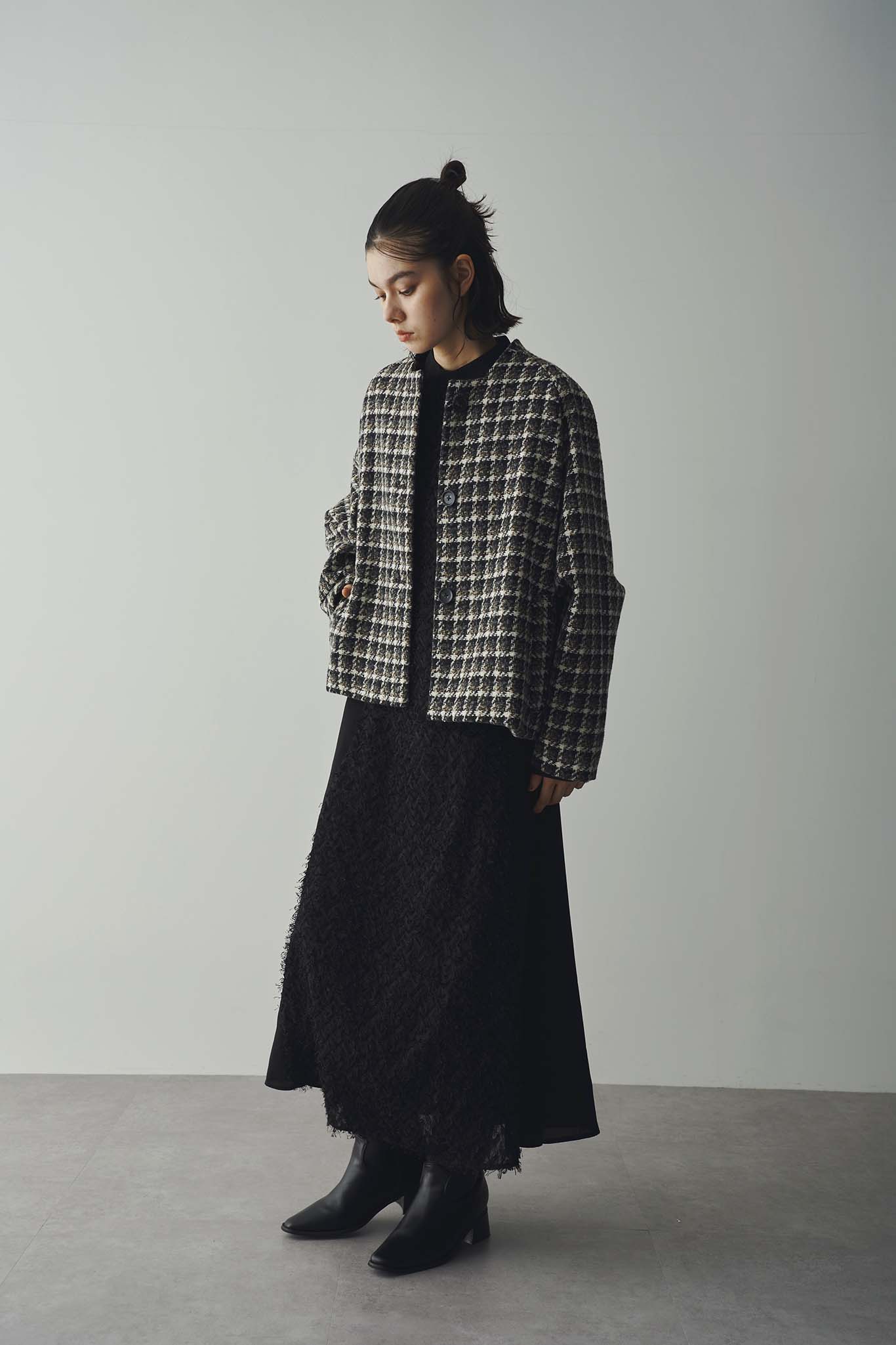 クロップドノーカラーコート