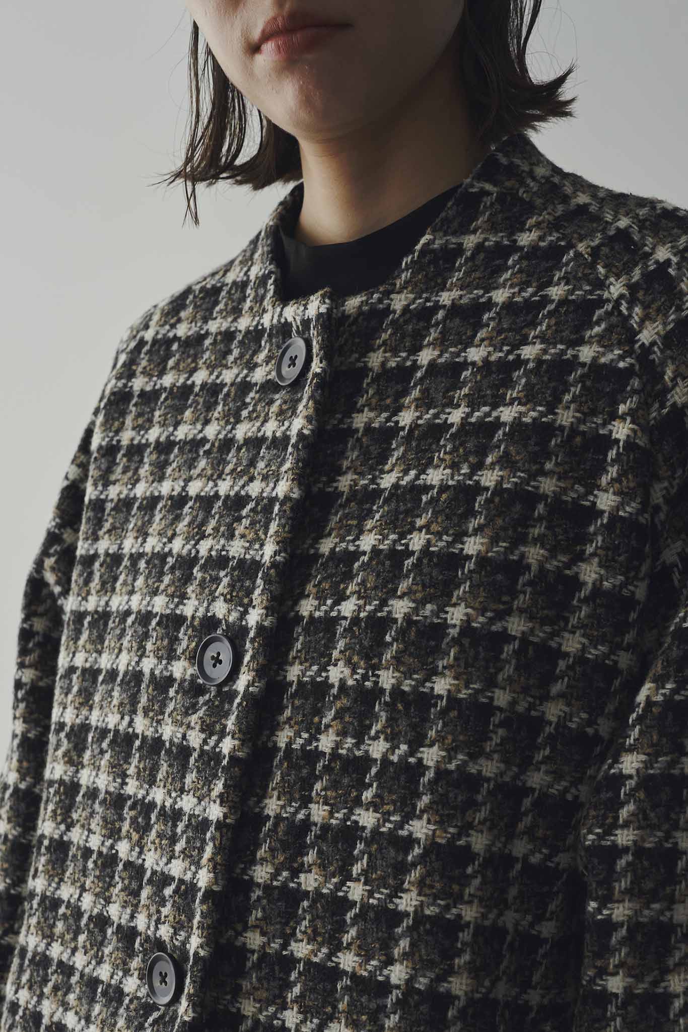 クロップドノーカラーコート