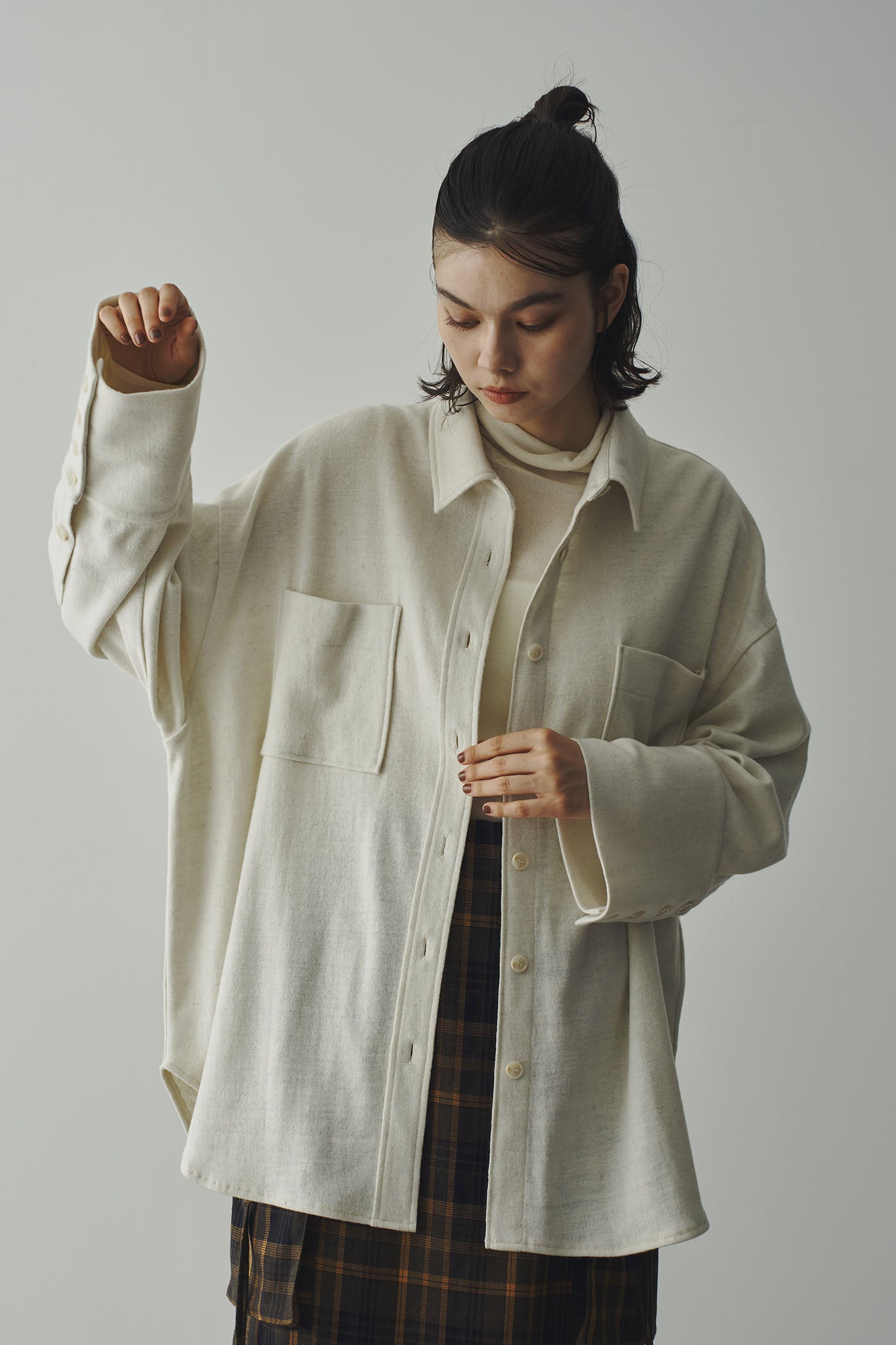 Brushed big shirt blouson