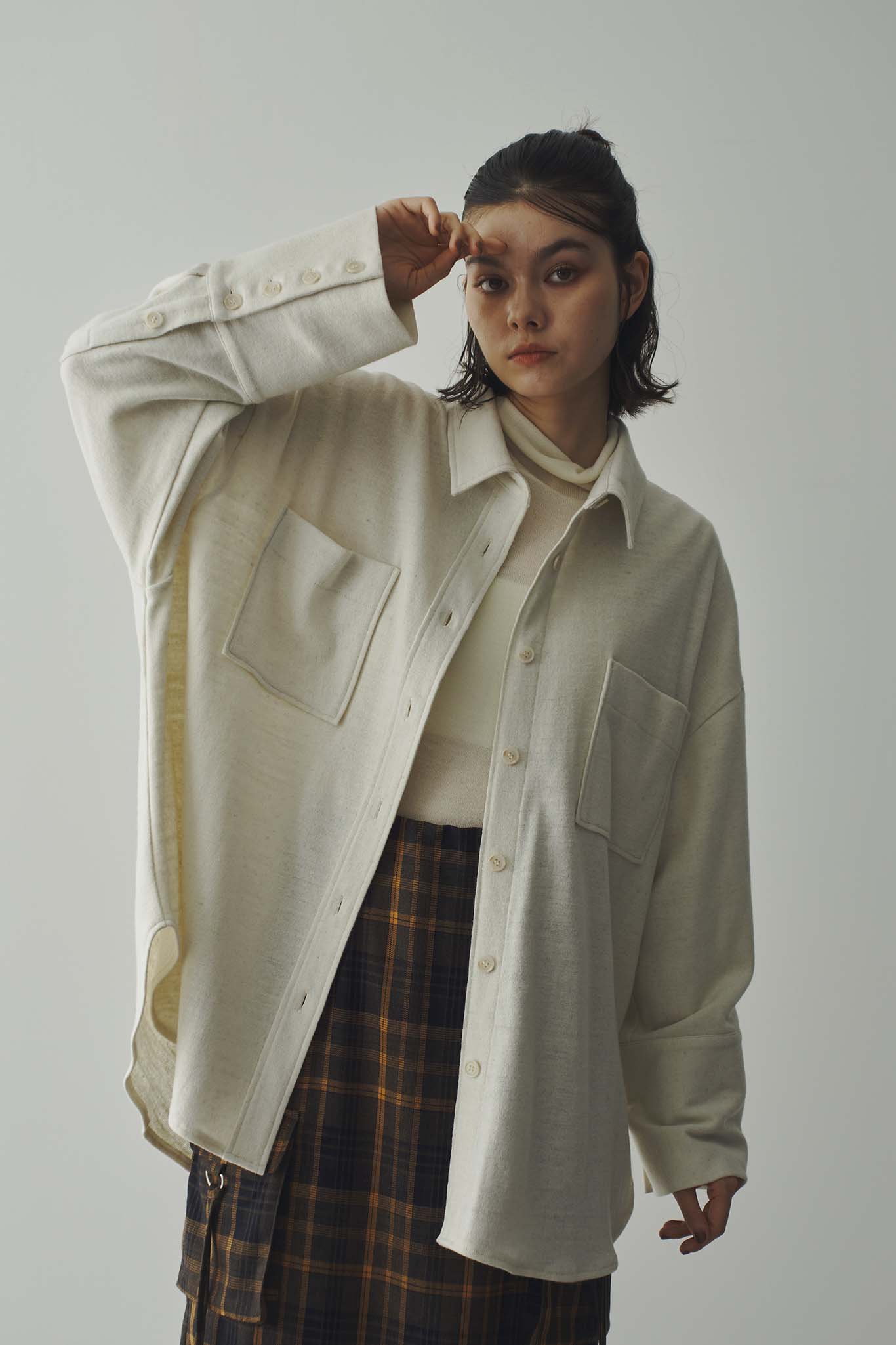 Brushed big shirt blouson