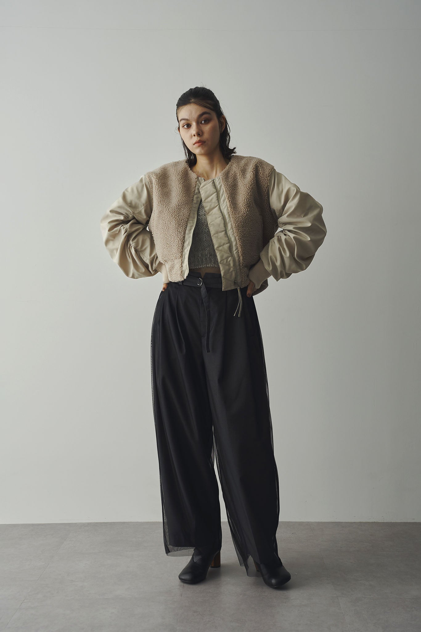 Boa combination padded blouson