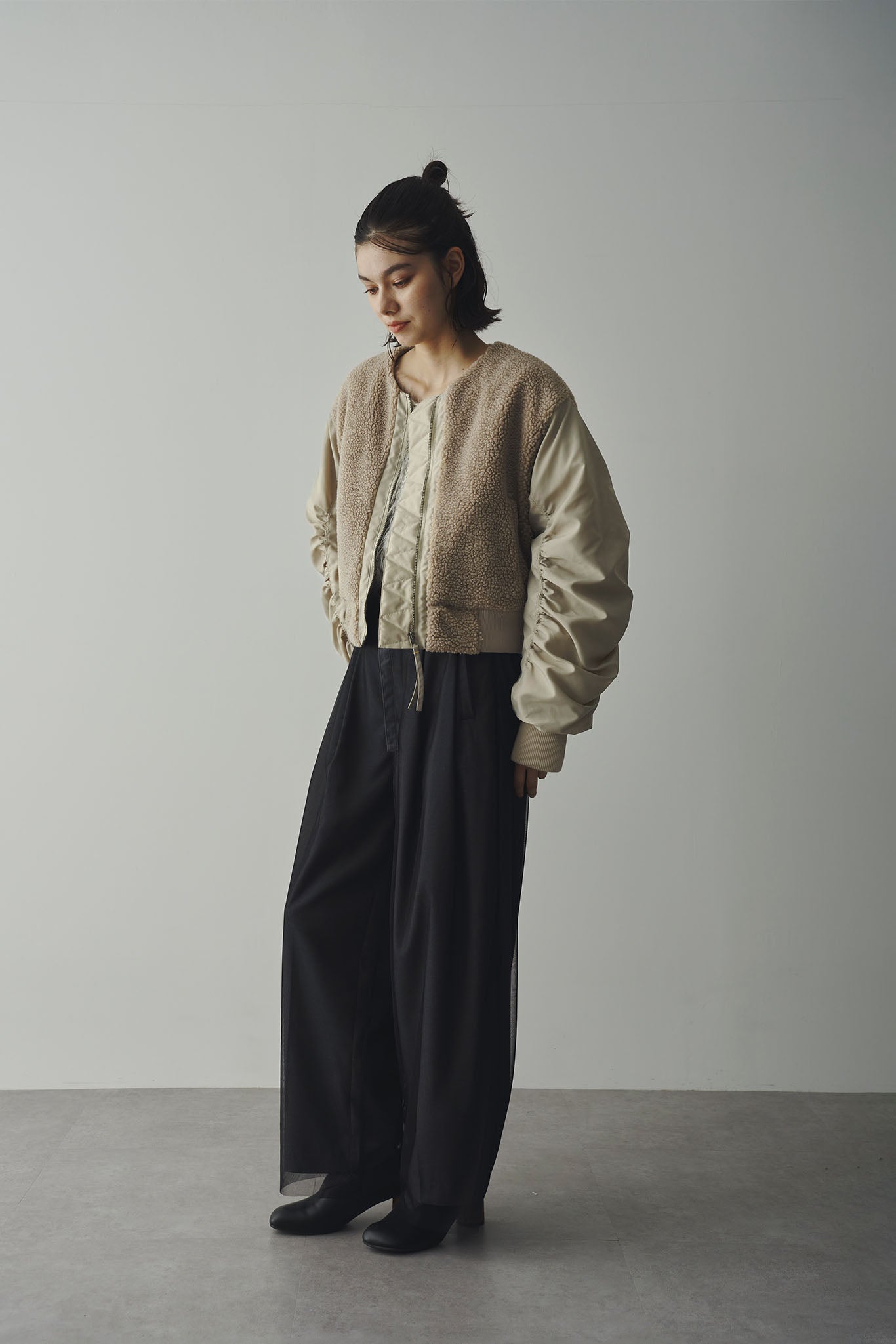 Boa combination padded blouson
