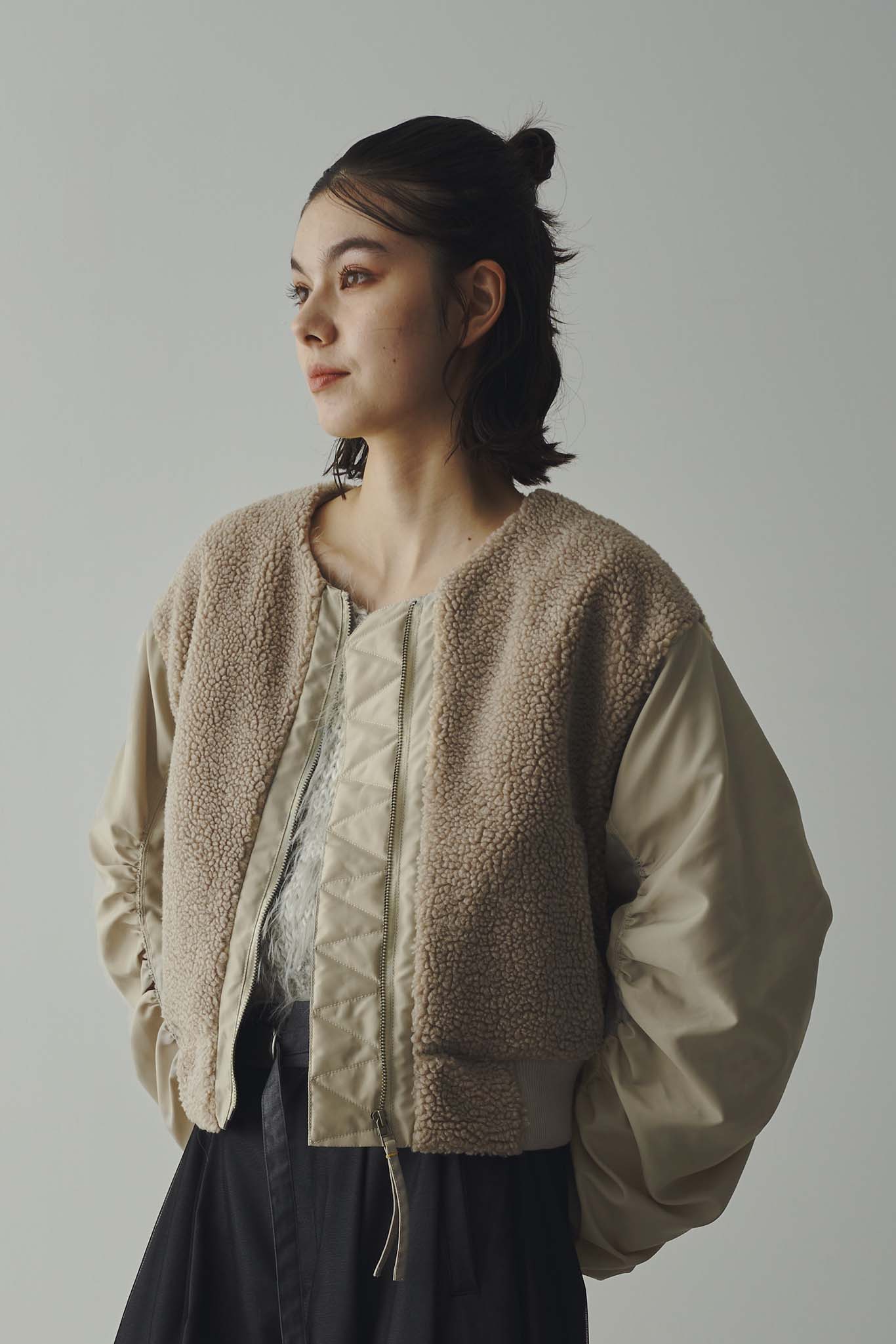 Boa combination padded blouson
