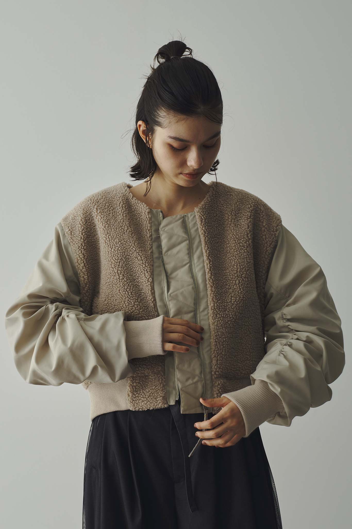 Boa combination padded blouson