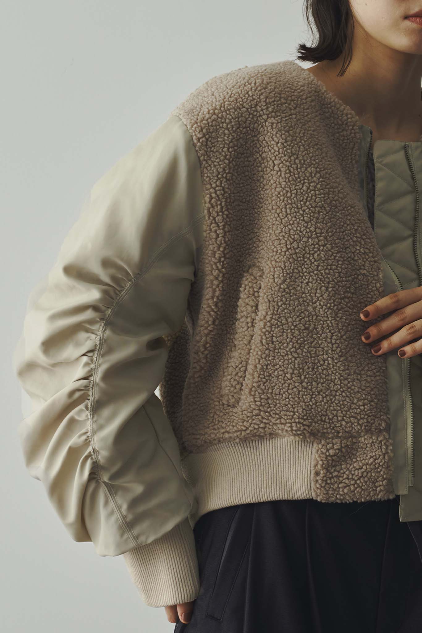 Boa combination padded blouson