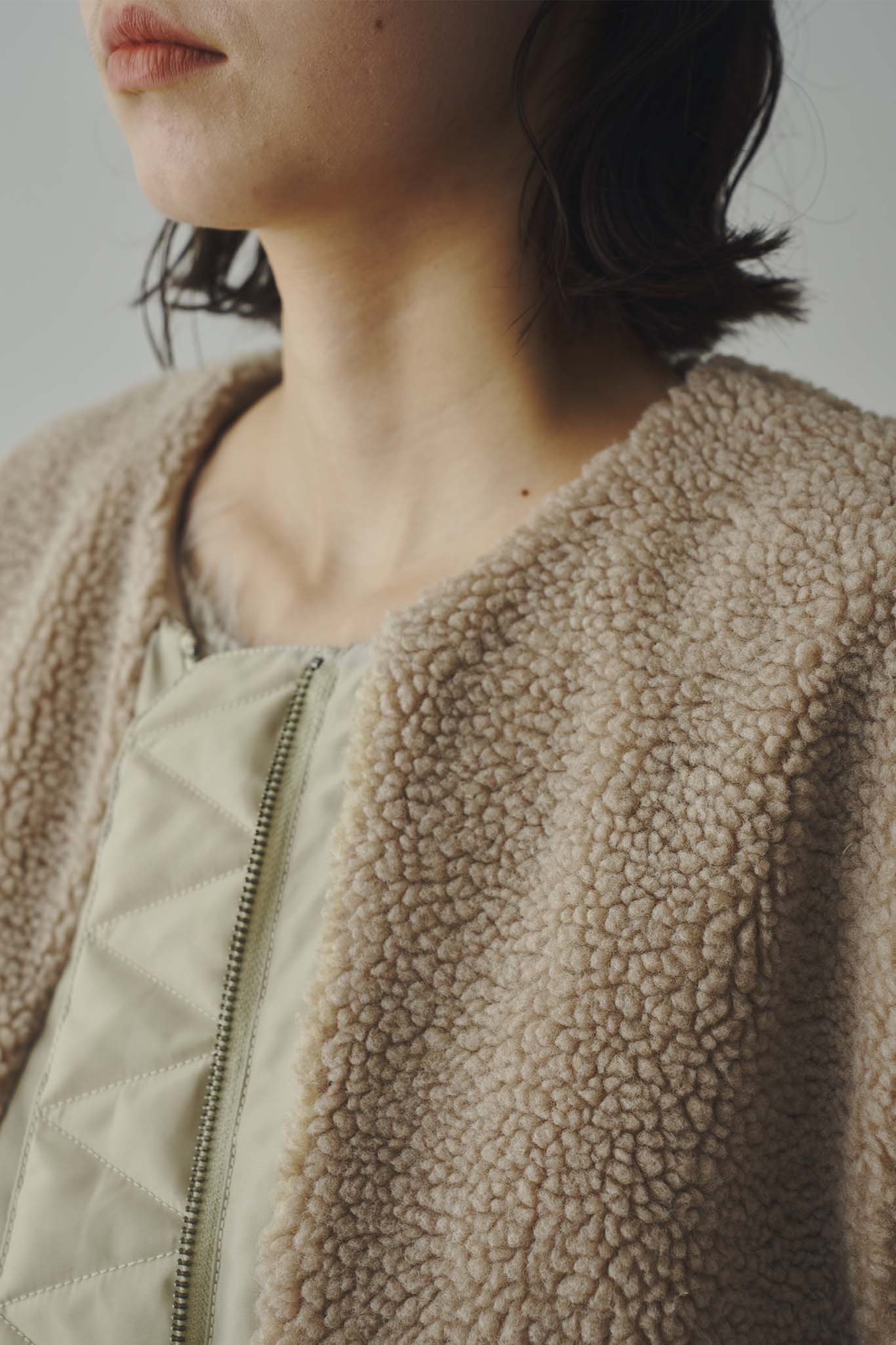 Boa combination padded blouson