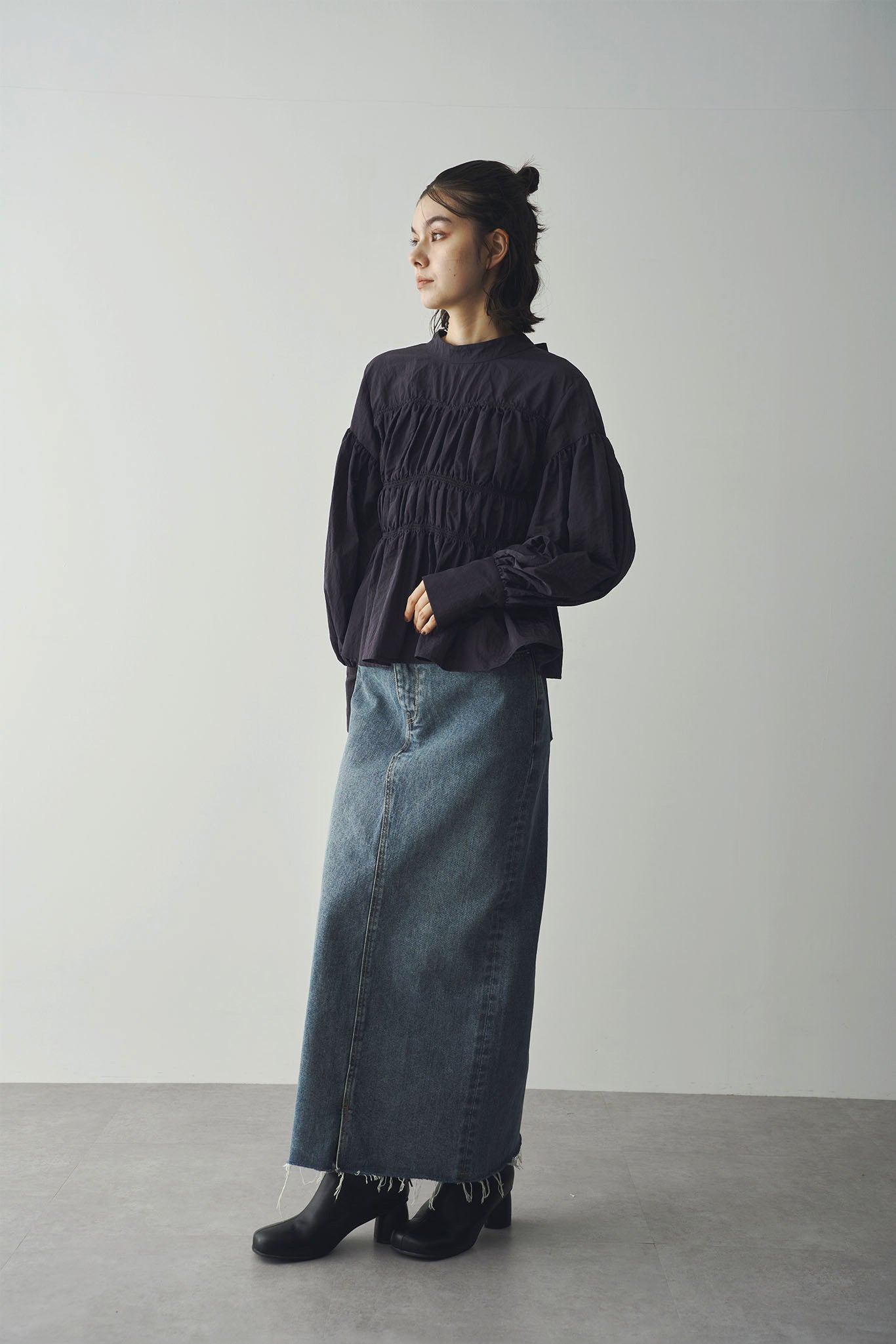 Nylon Gathered Blouse