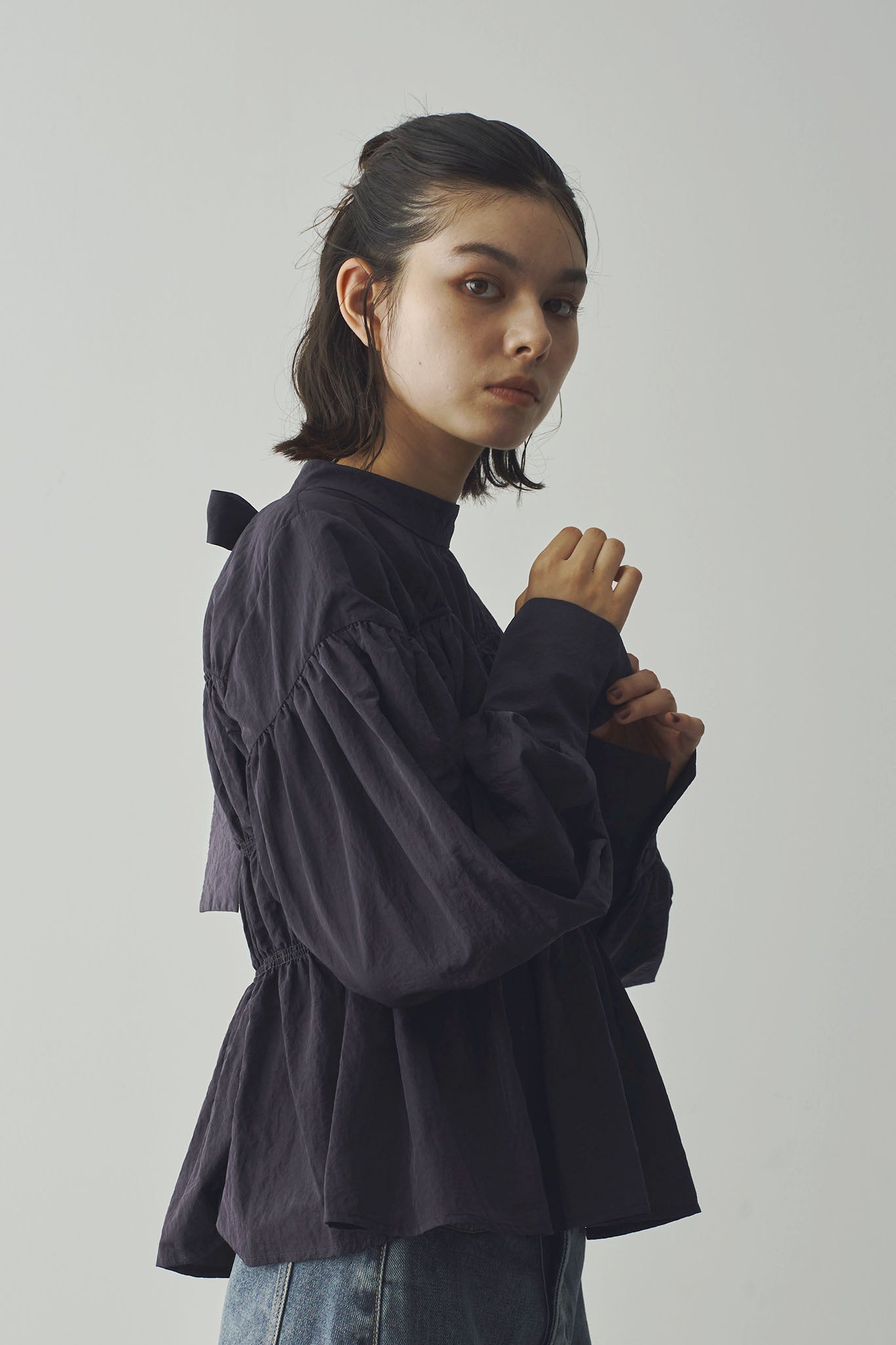 Nylon Gathered Blouse