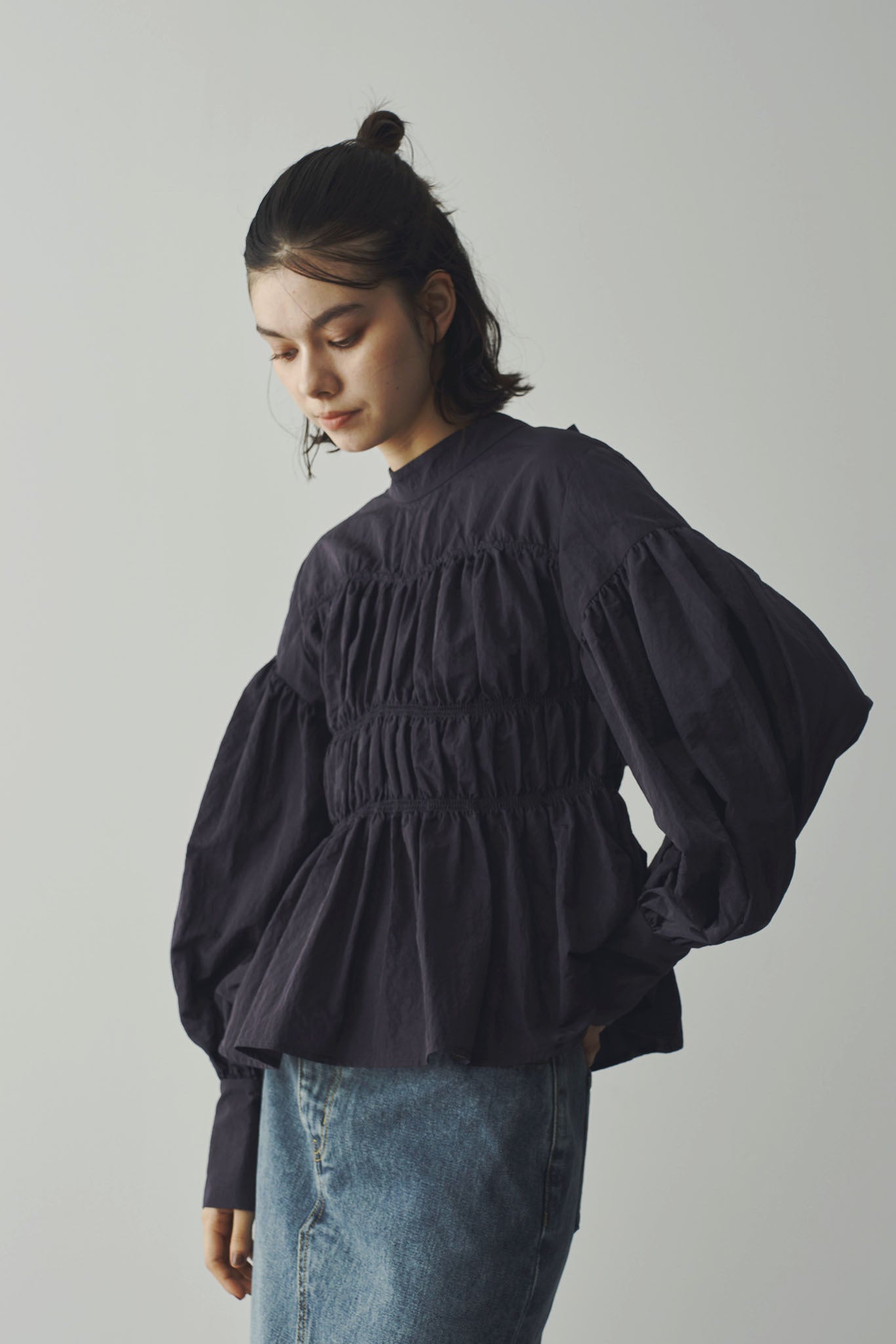 Nylon Gathered Blouse