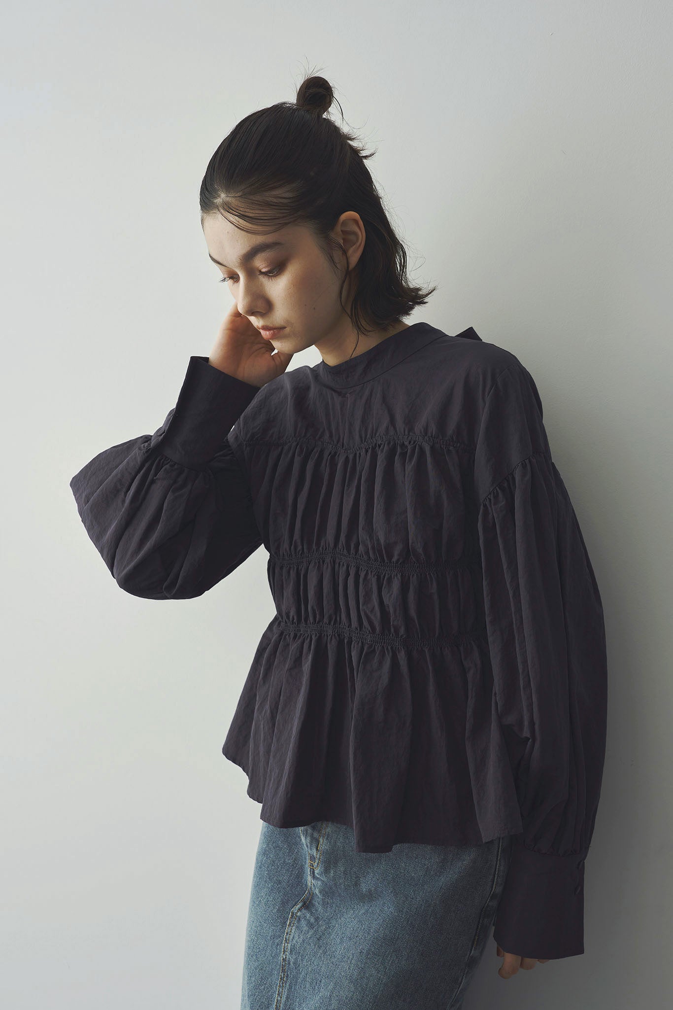 Nylon Gathered Blouse