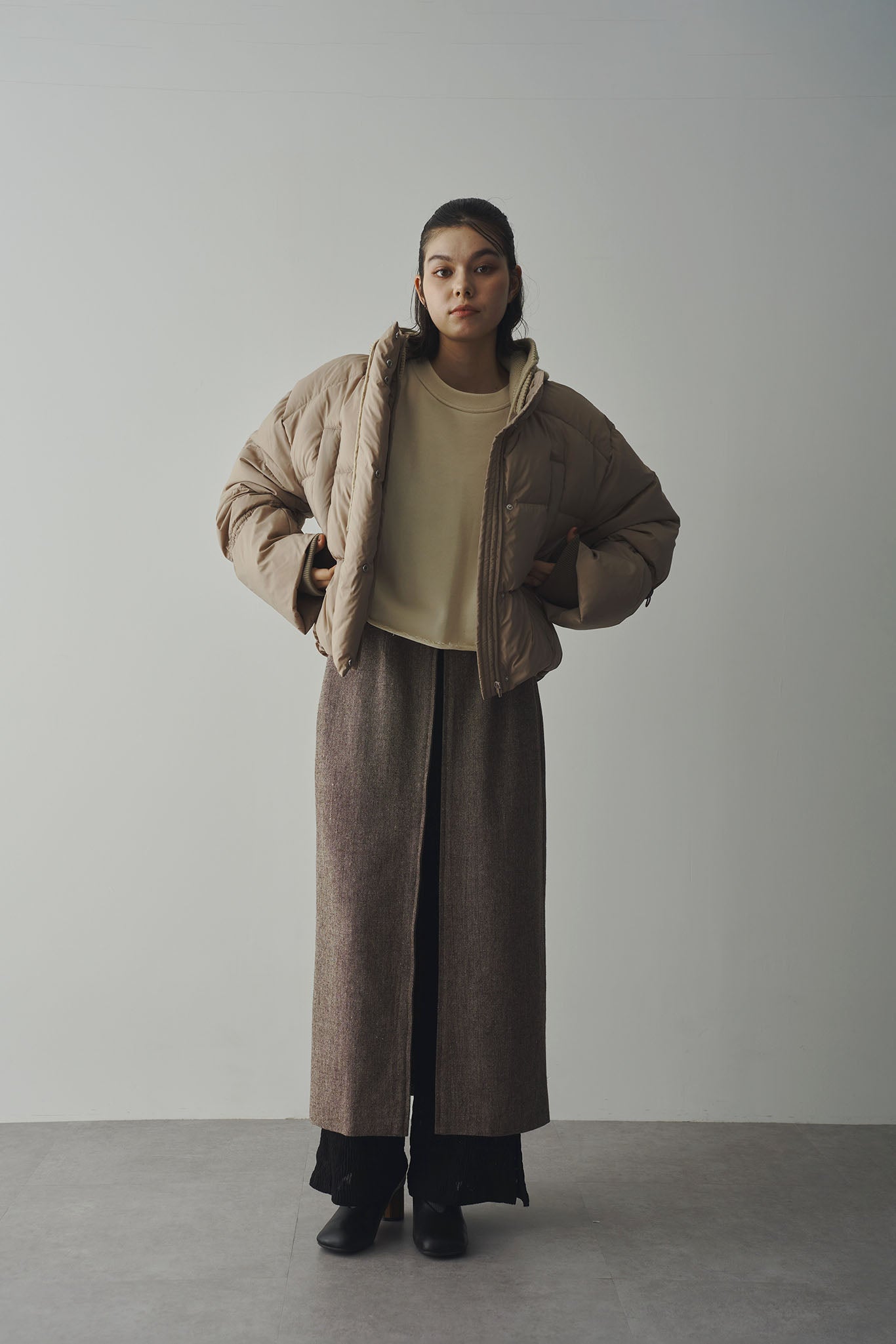 ツィードレイヤードスカート