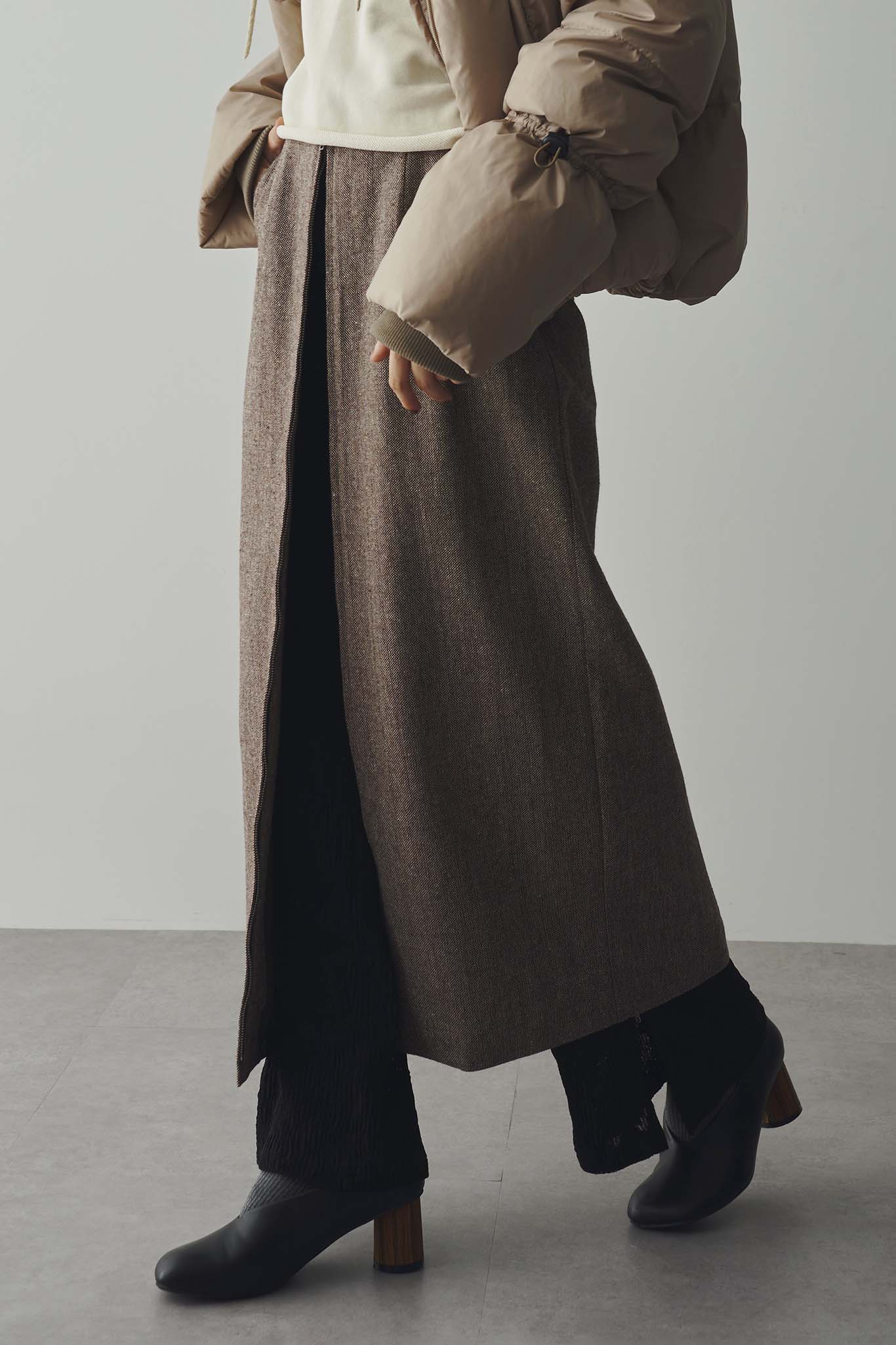 ツィードレイヤードスカート