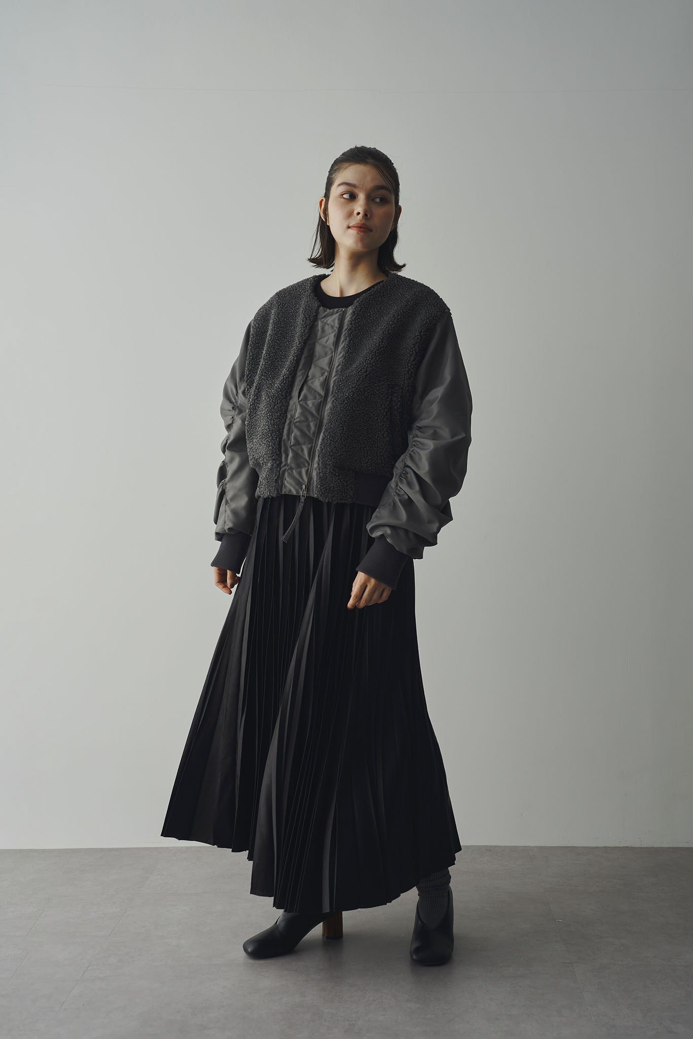 Boa combination padded blouson