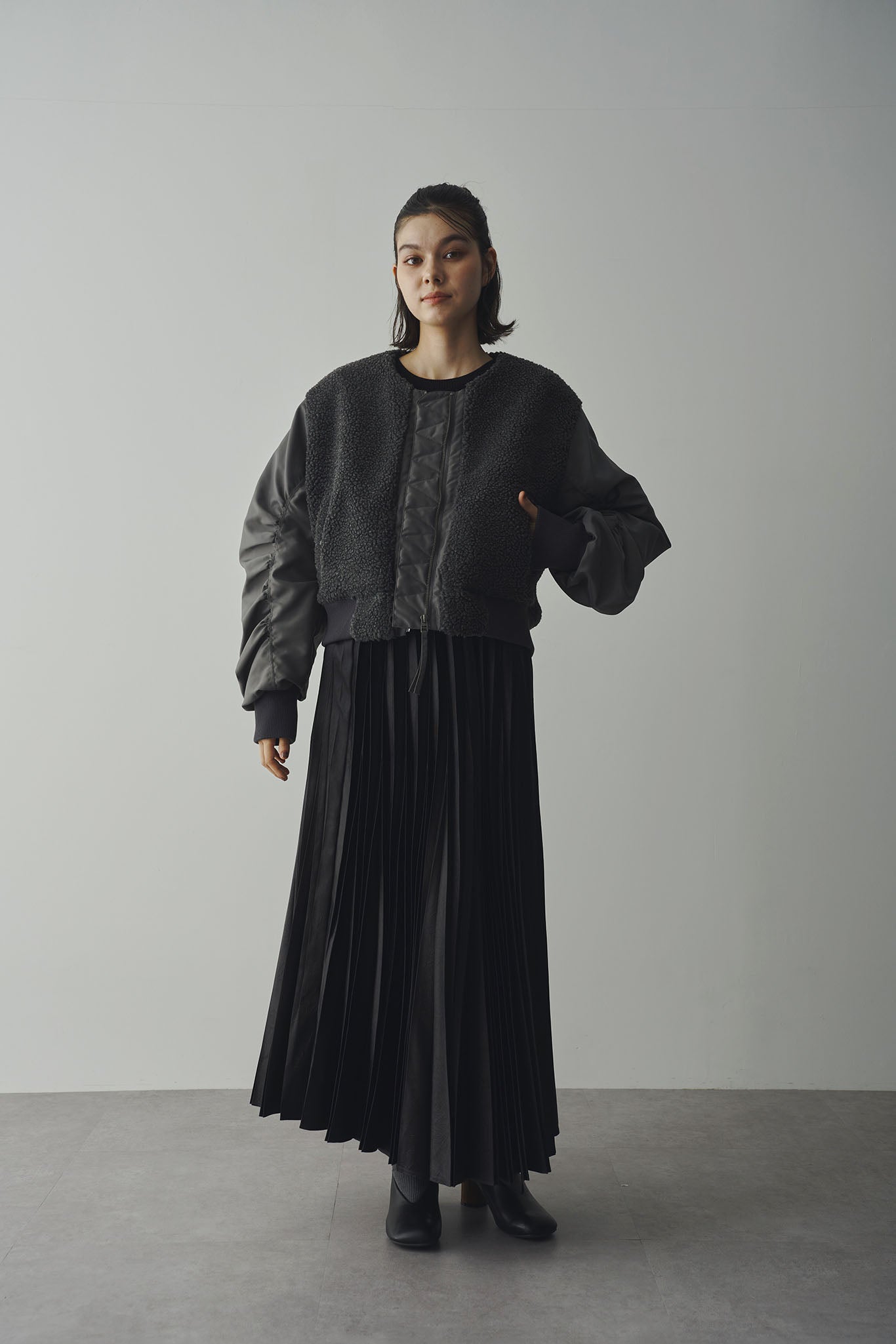 Boa combination padded blouson