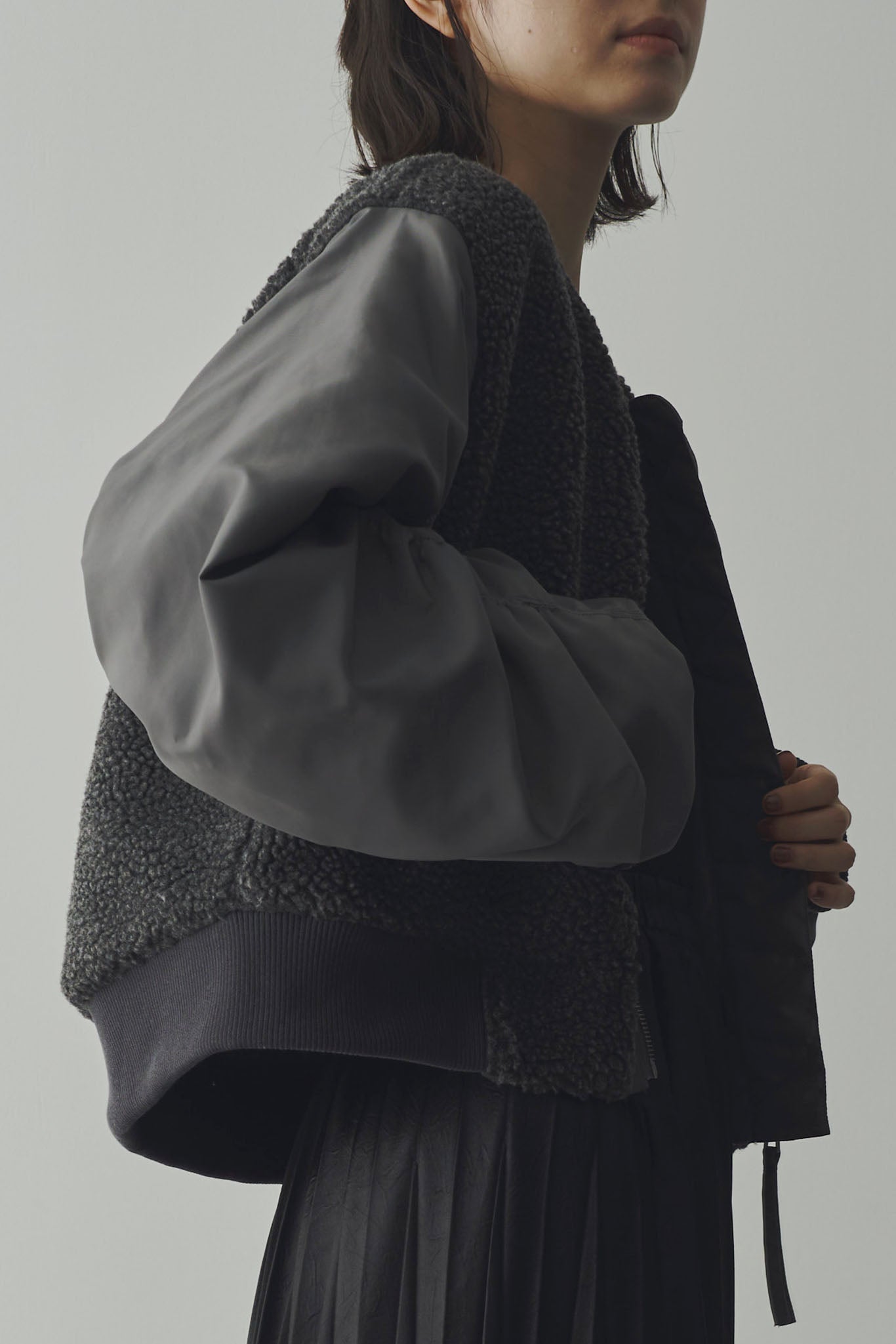 Boa combination padded blouson