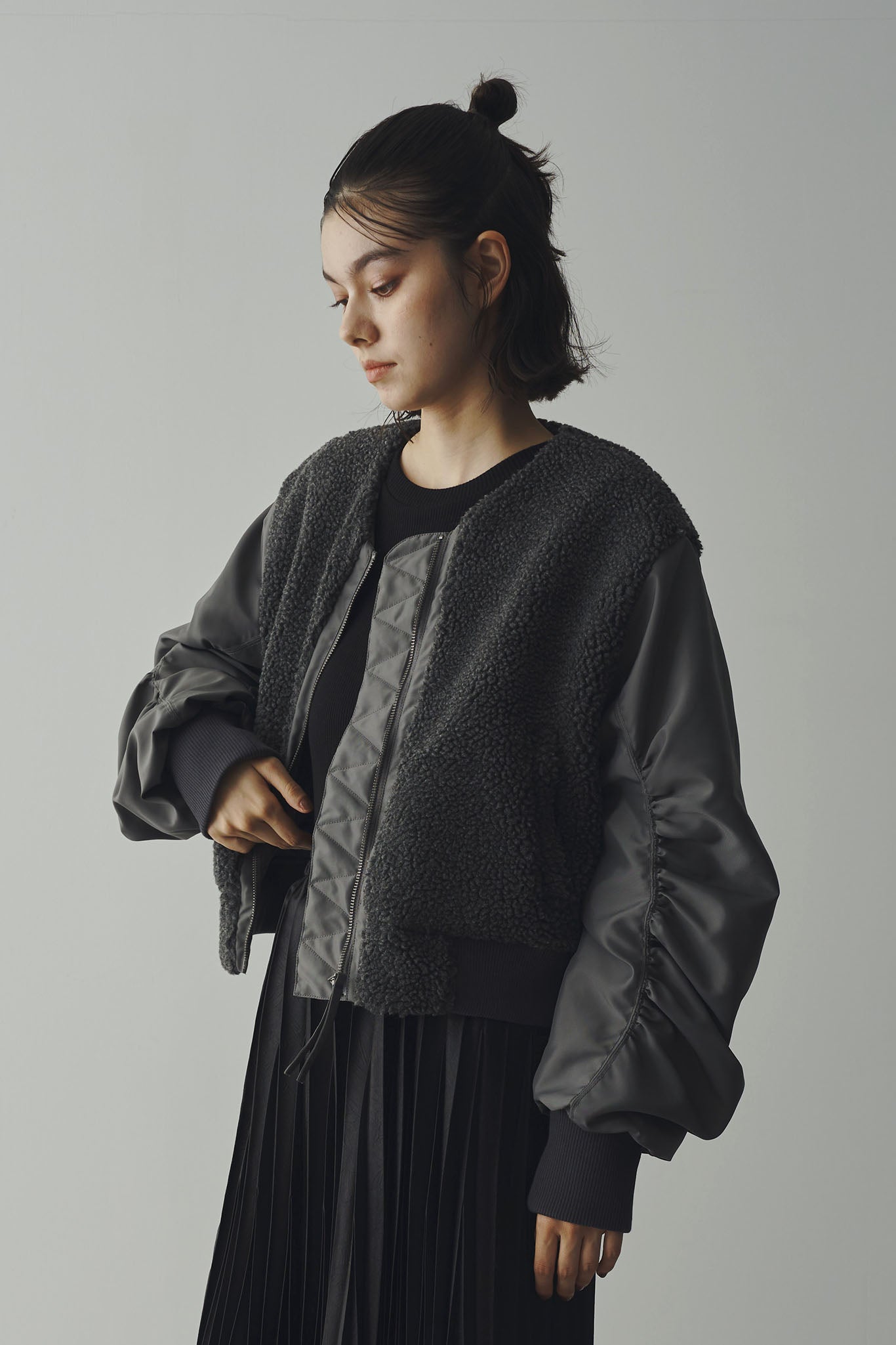 Boa combination padded blouson