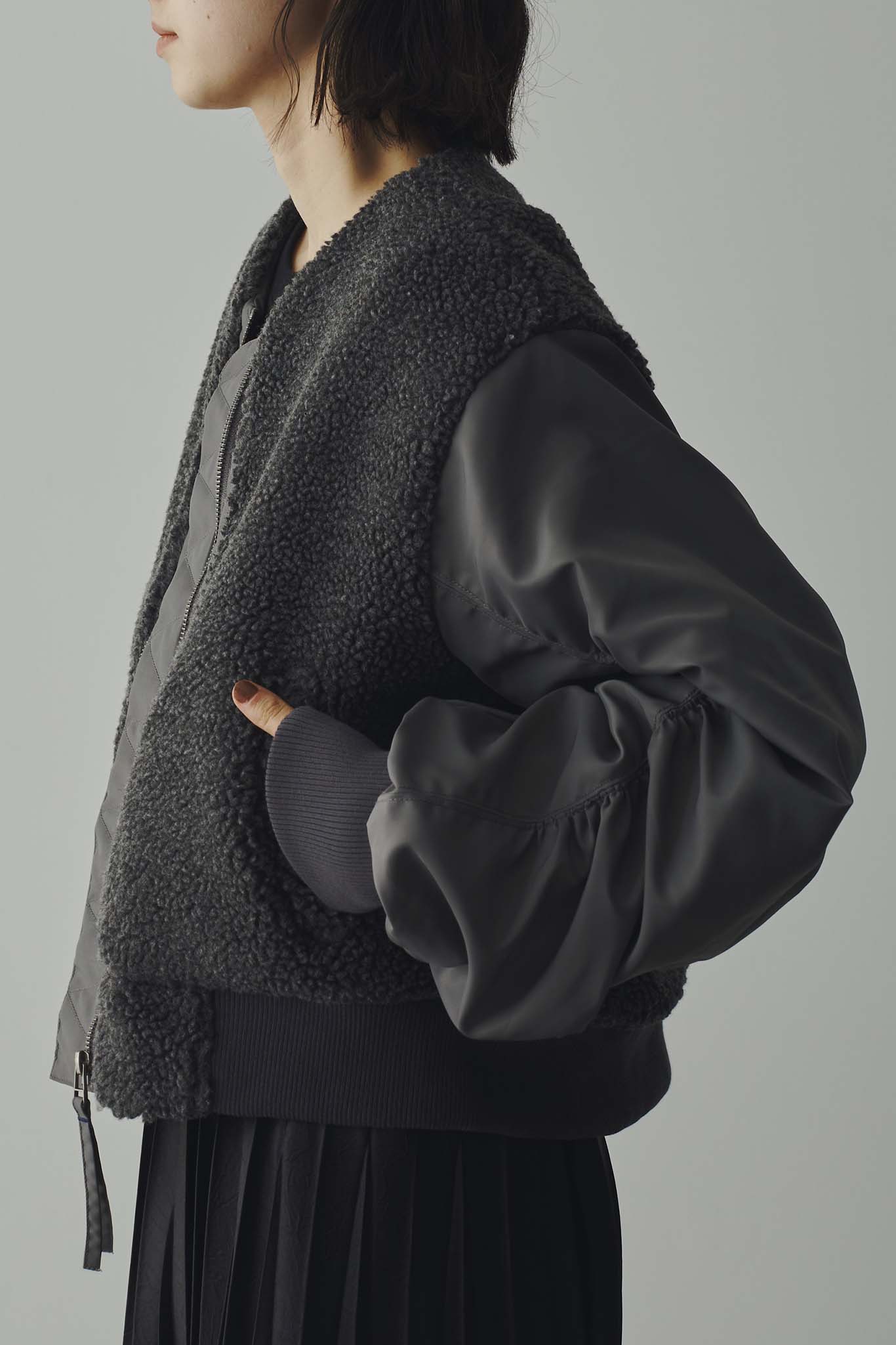 Boa combination padded blouson