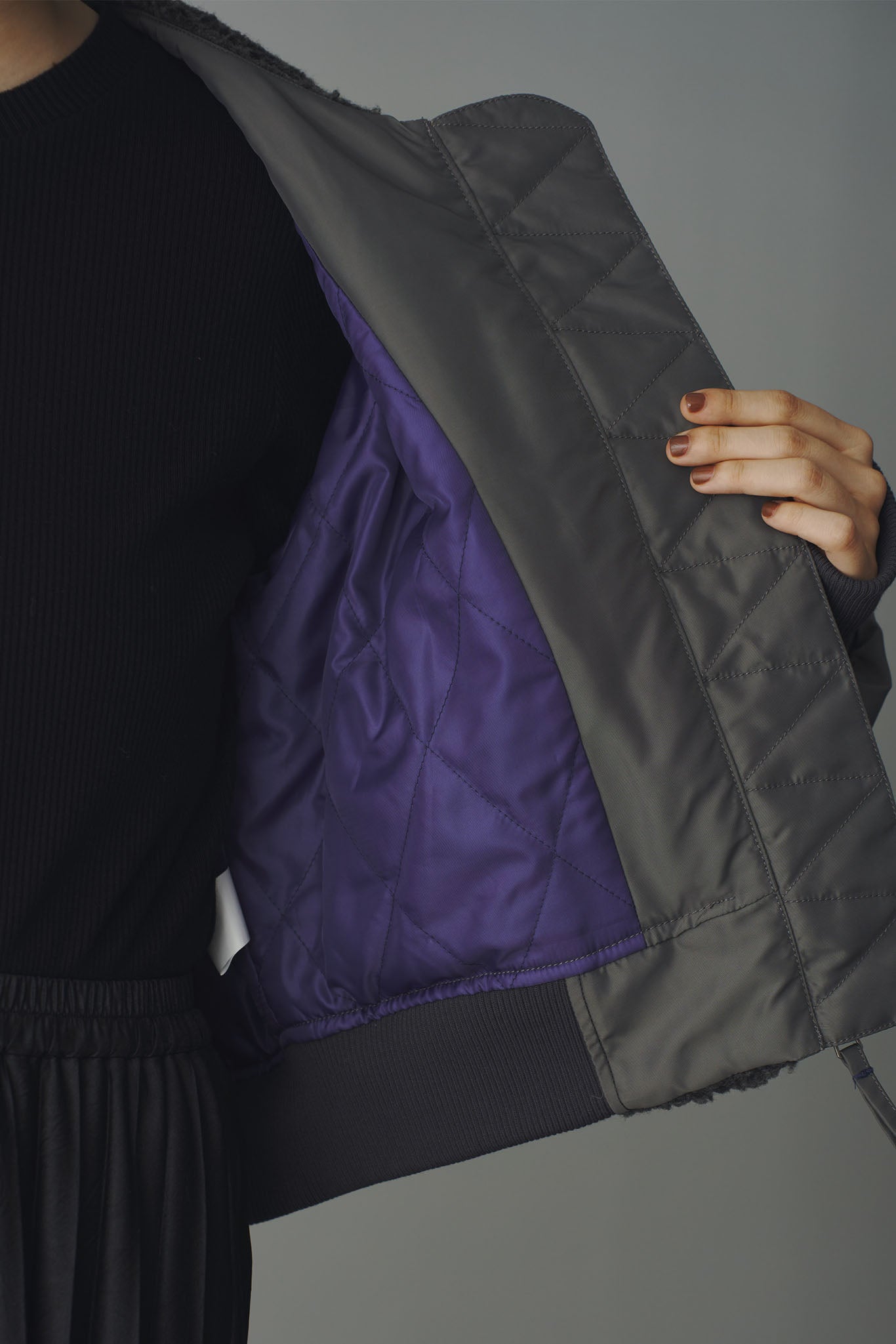 Boa combination padded blouson