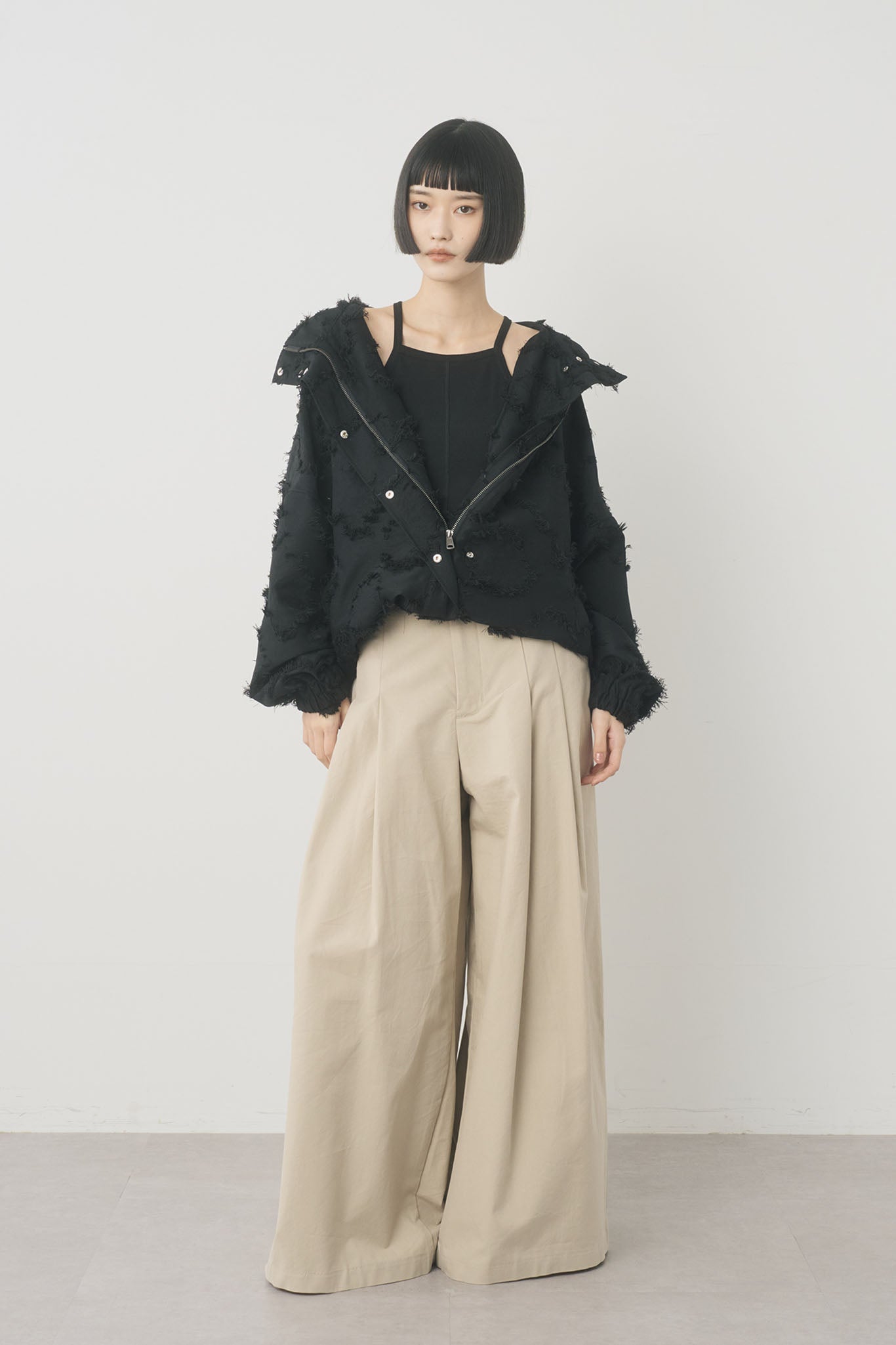 ジャガードフーデッドブルゾン