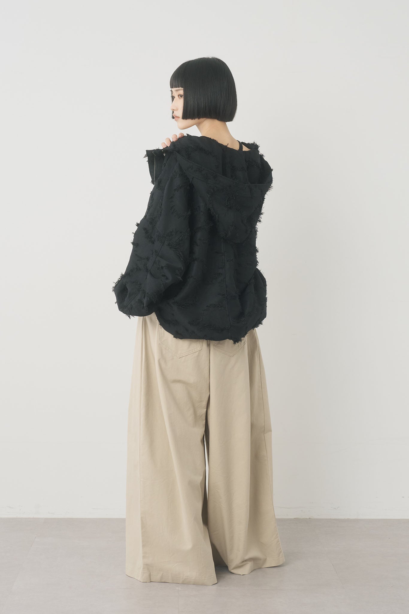 ジャガードフーデッドブルゾン