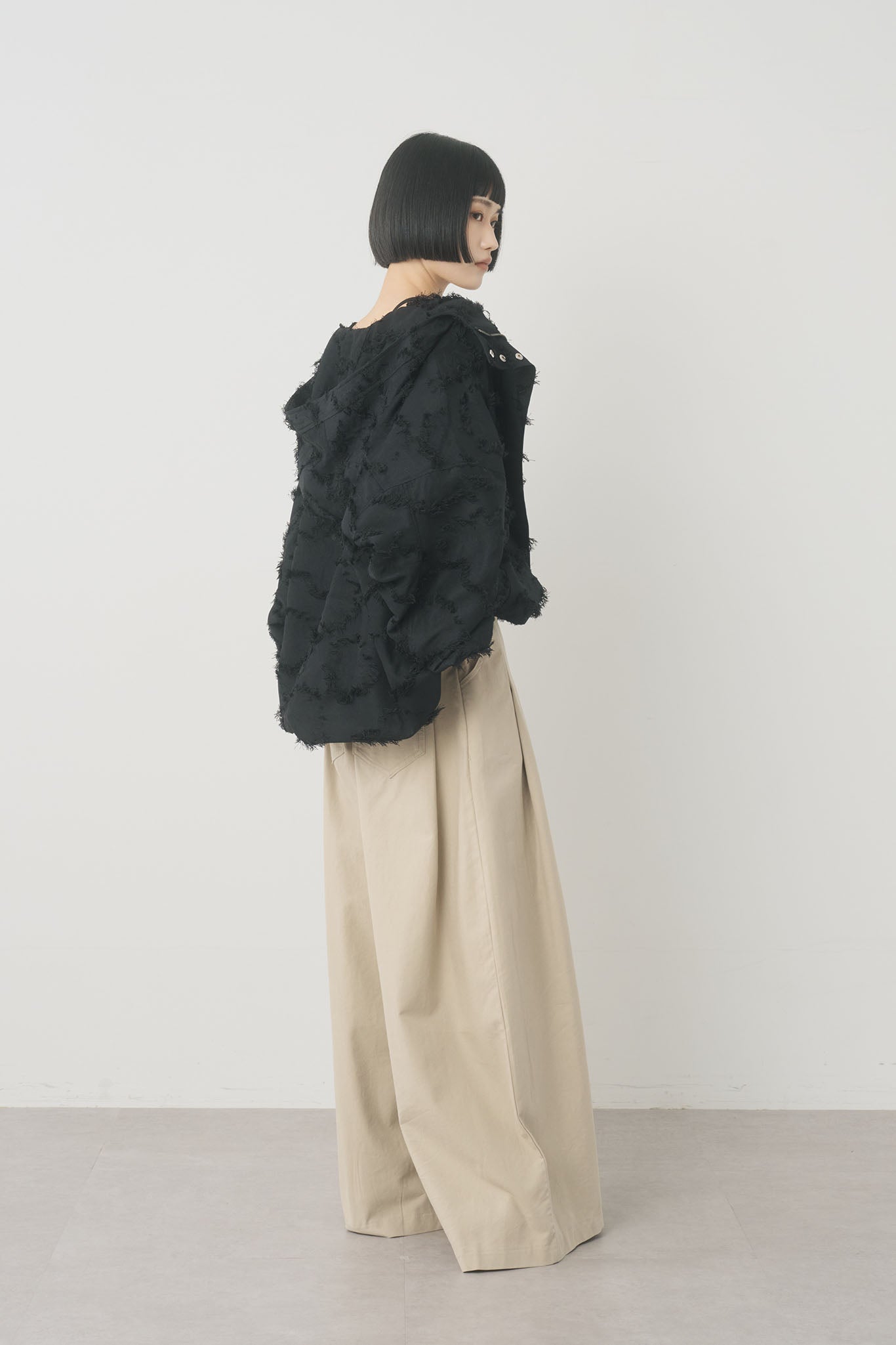 ジャガードフーデッドブルゾン