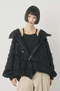 ジャガードフーデッドブルゾン