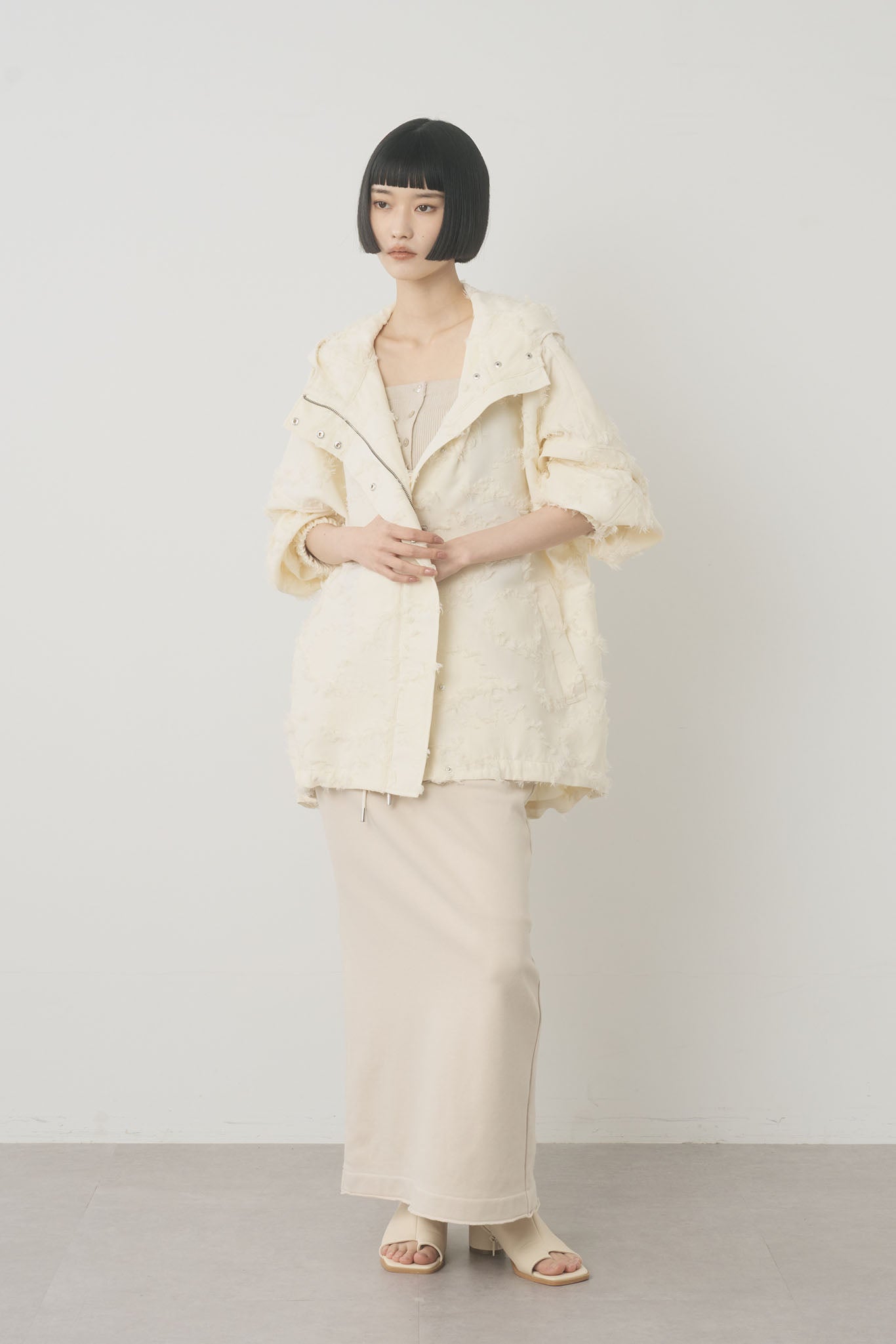 ジャガードフーデッドブルゾン