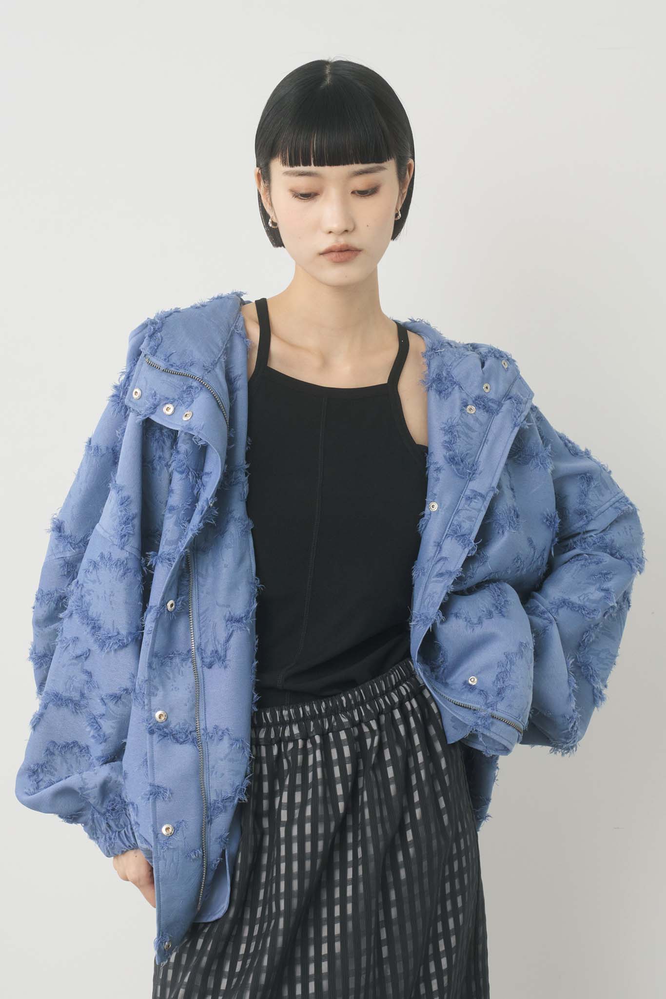 ジャガードフーデッドブルゾン