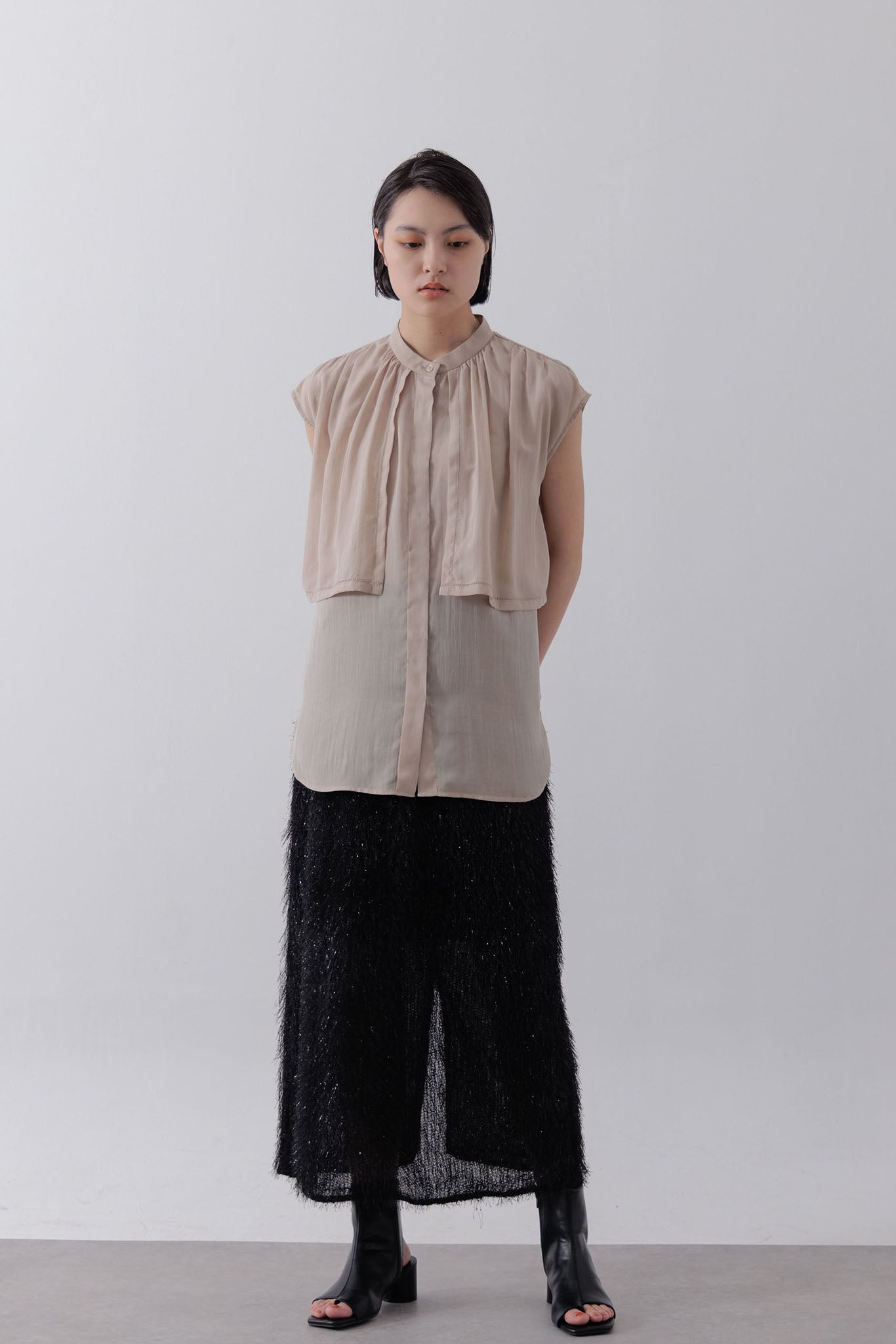Sleeveless Cape Blouse