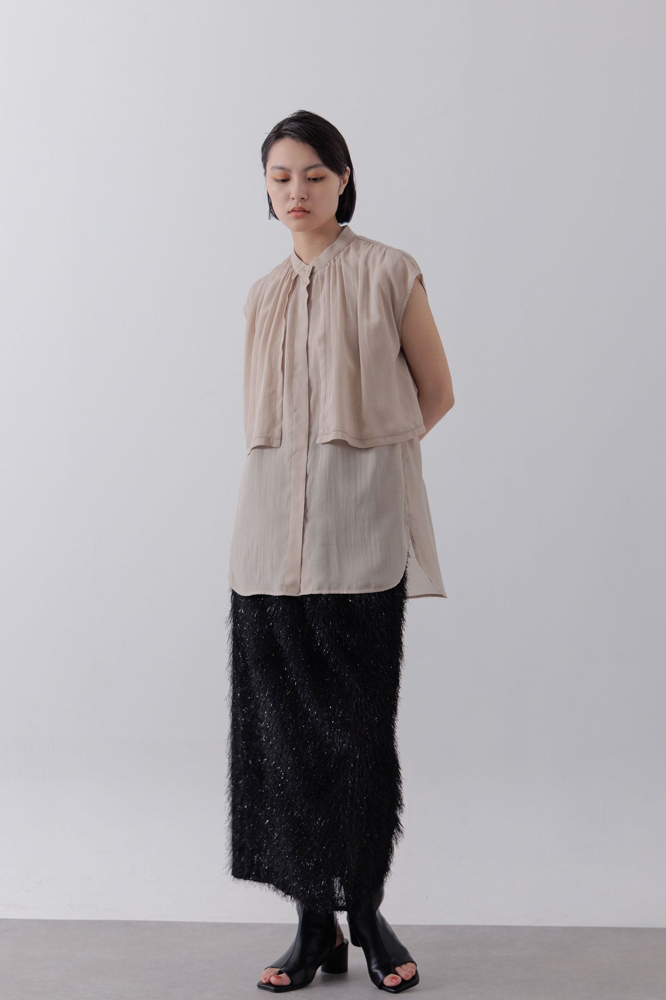 Sleeveless Cape Blouse