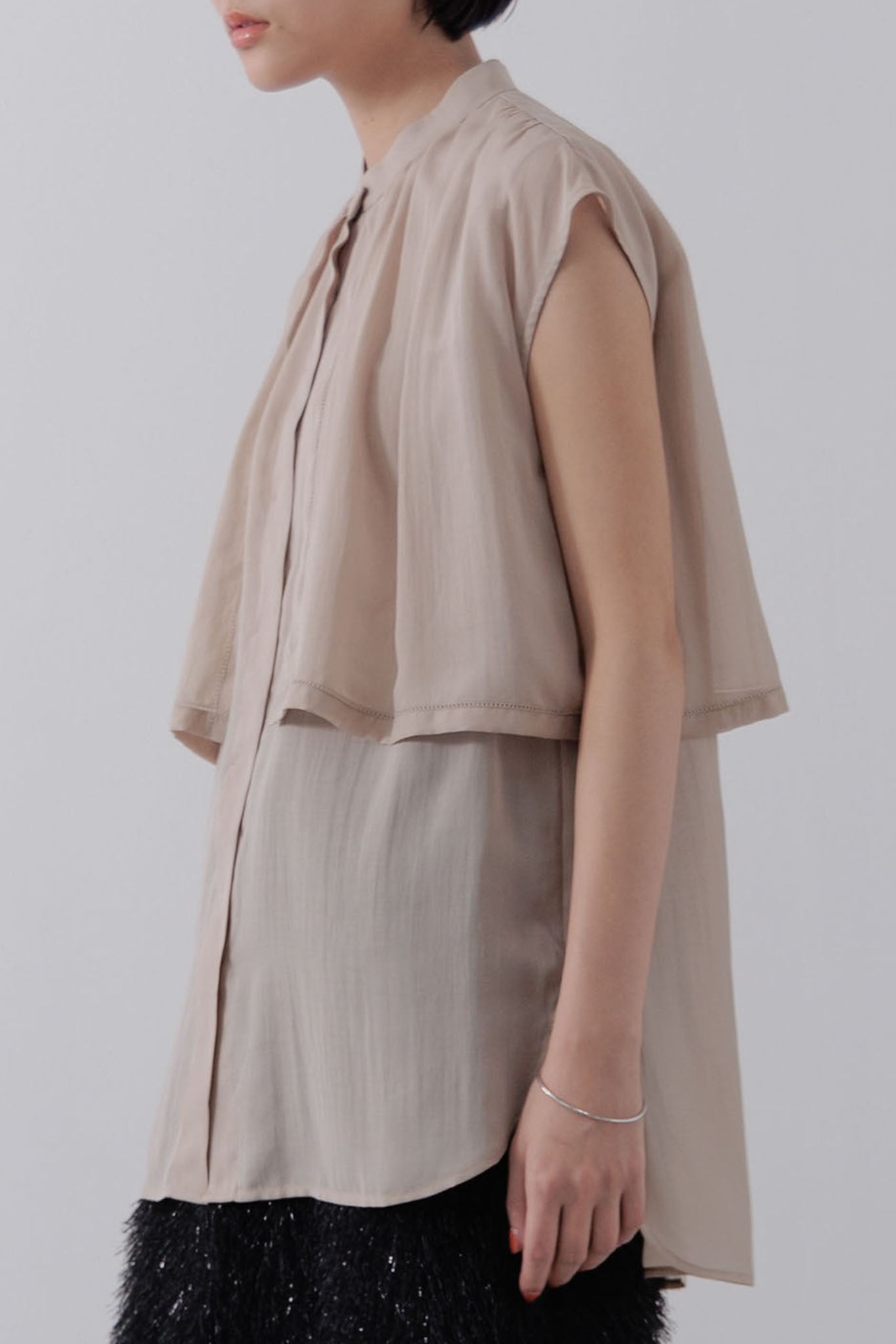 Sleeveless Cape Blouse