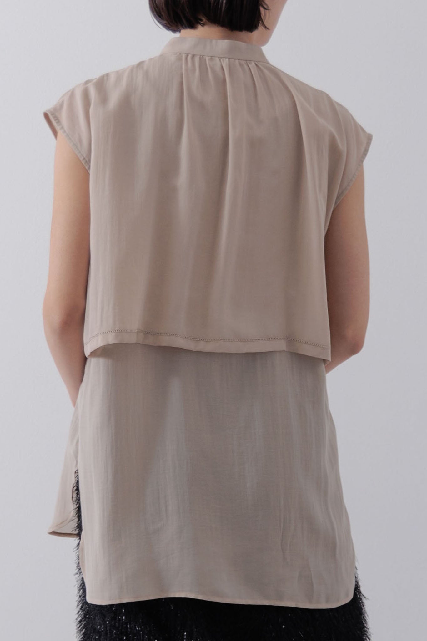 Sleeveless Cape Blouse