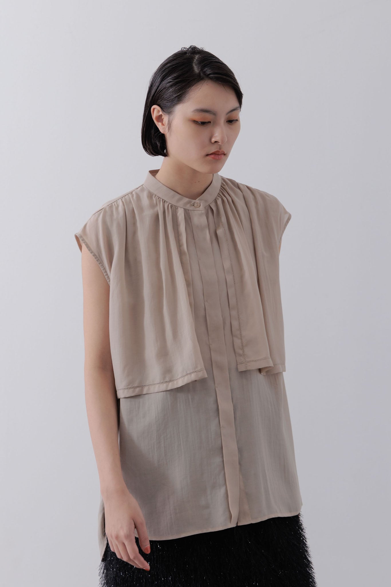 Sleeveless Cape Blouse