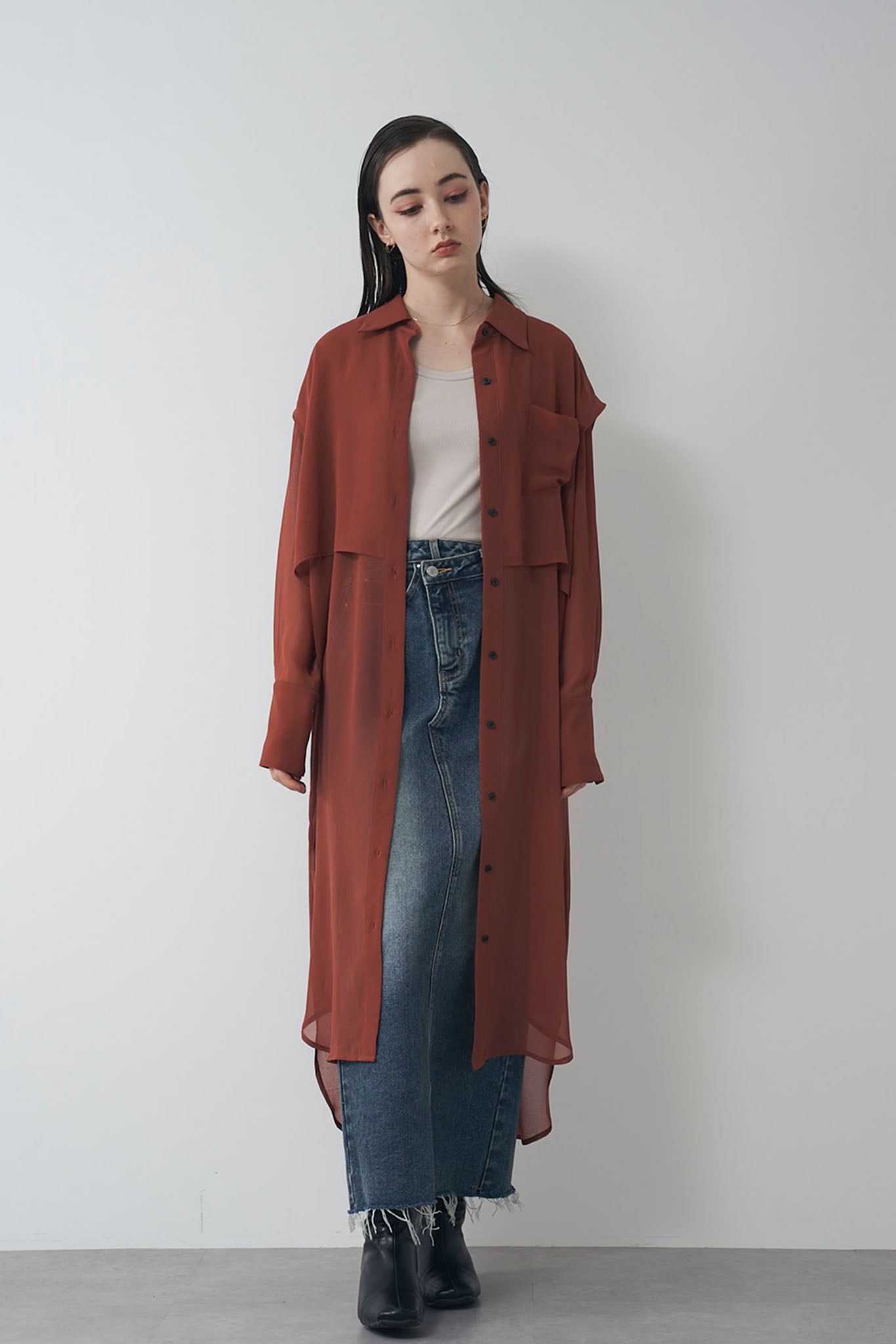 シアレイヤードシャツチュニック