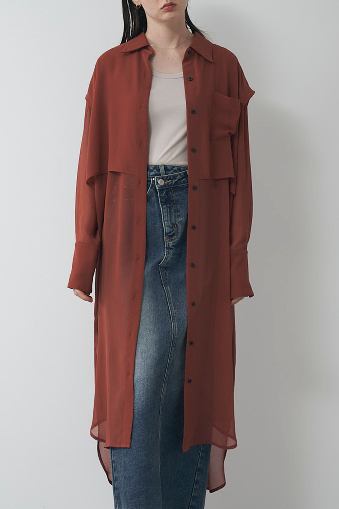 シアレイヤードシャツチュニック