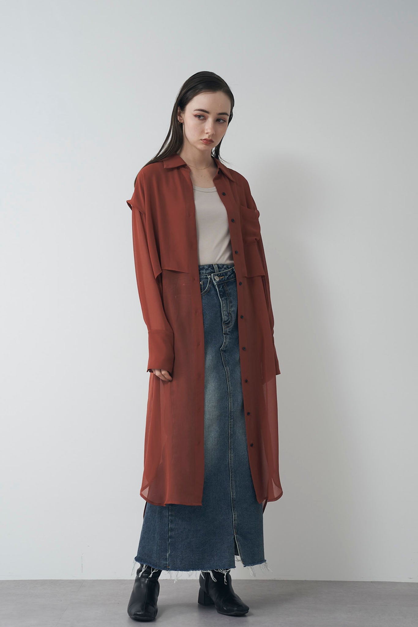 シアレイヤードシャツチュニック