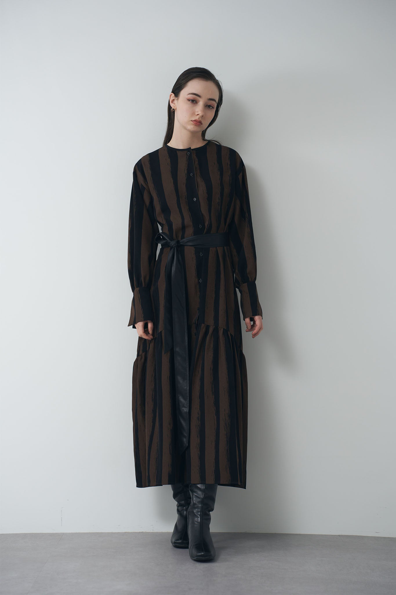 Hand-drawn striped shirt dress