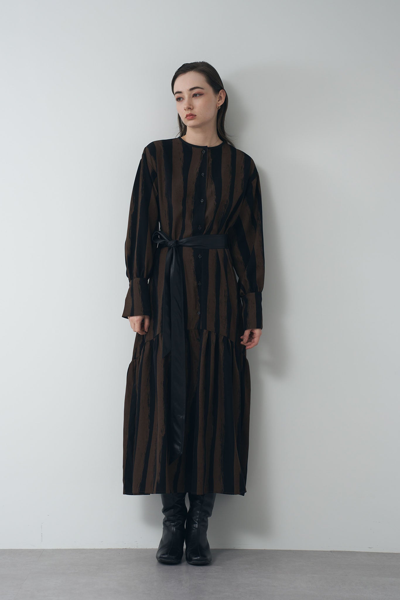 Hand-drawn striped shirt dress