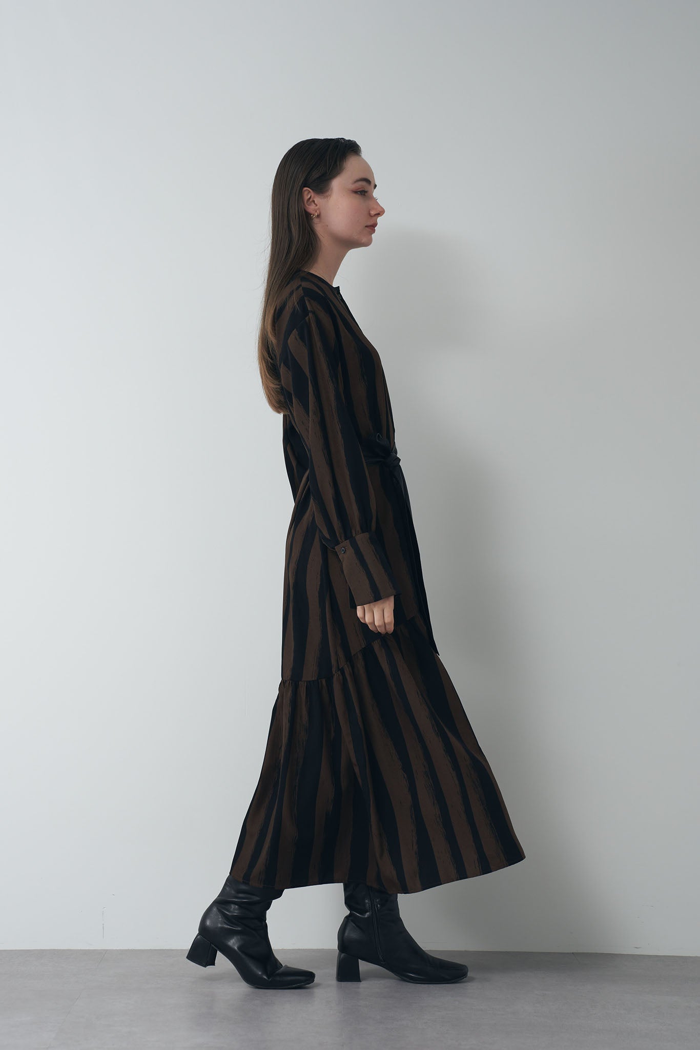 Hand-drawn striped shirt dress