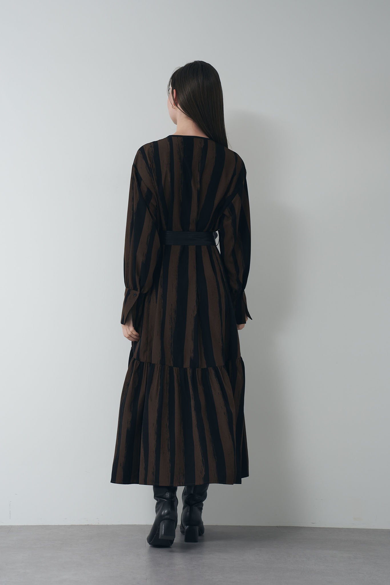 Hand-drawn striped shirt dress
