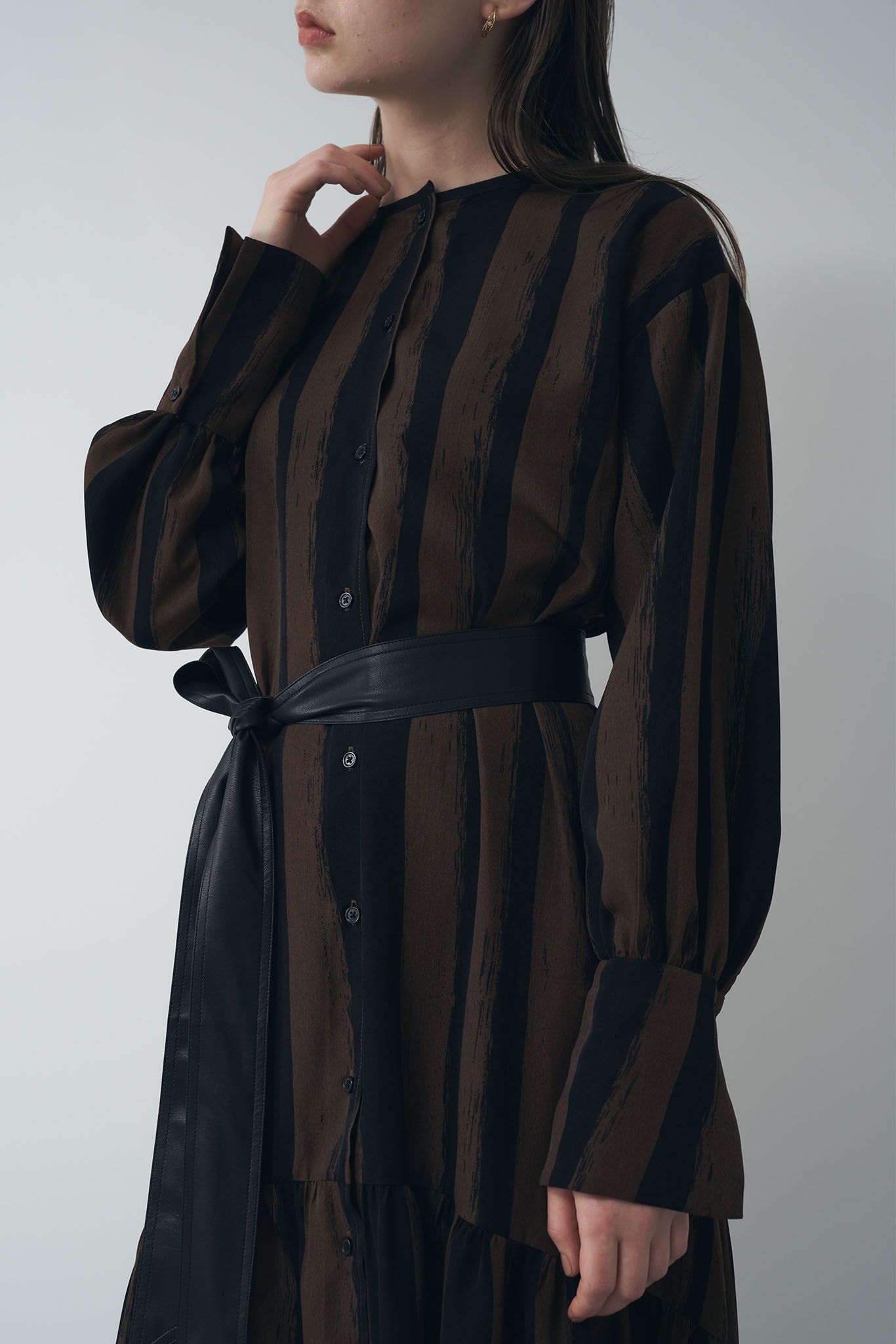 Hand-drawn striped shirt dress