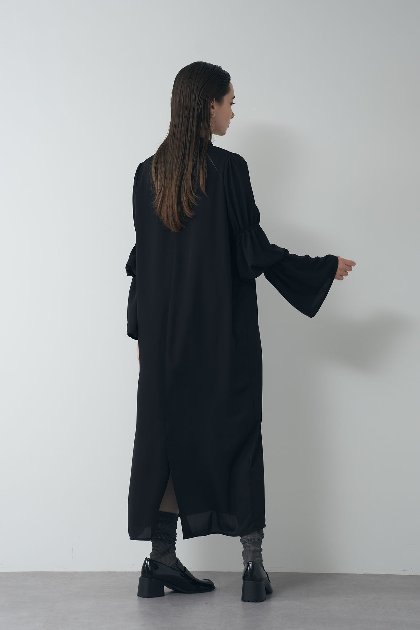 Gathered sleeve shirt dress