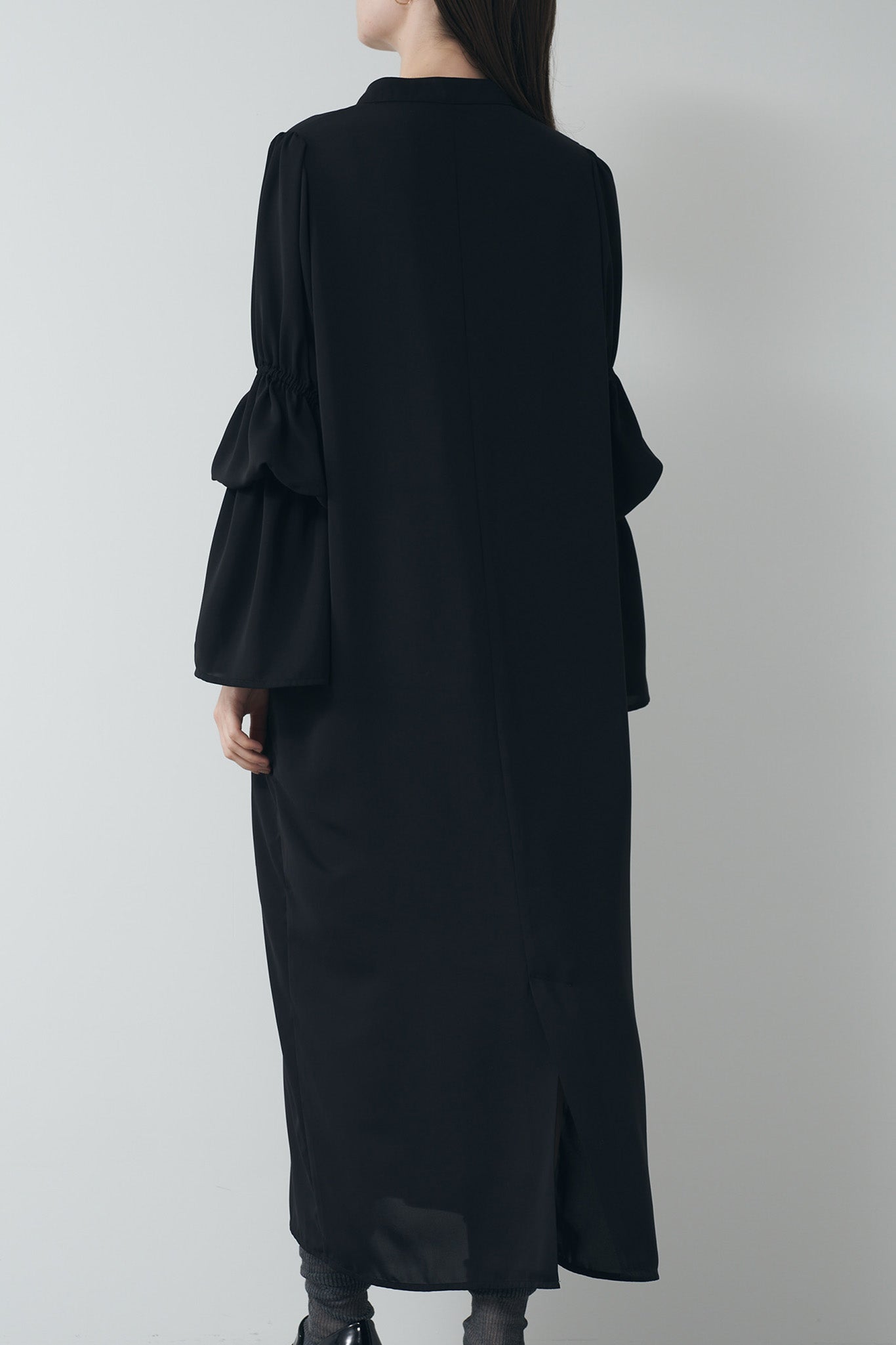 Gathered sleeve shirt dress