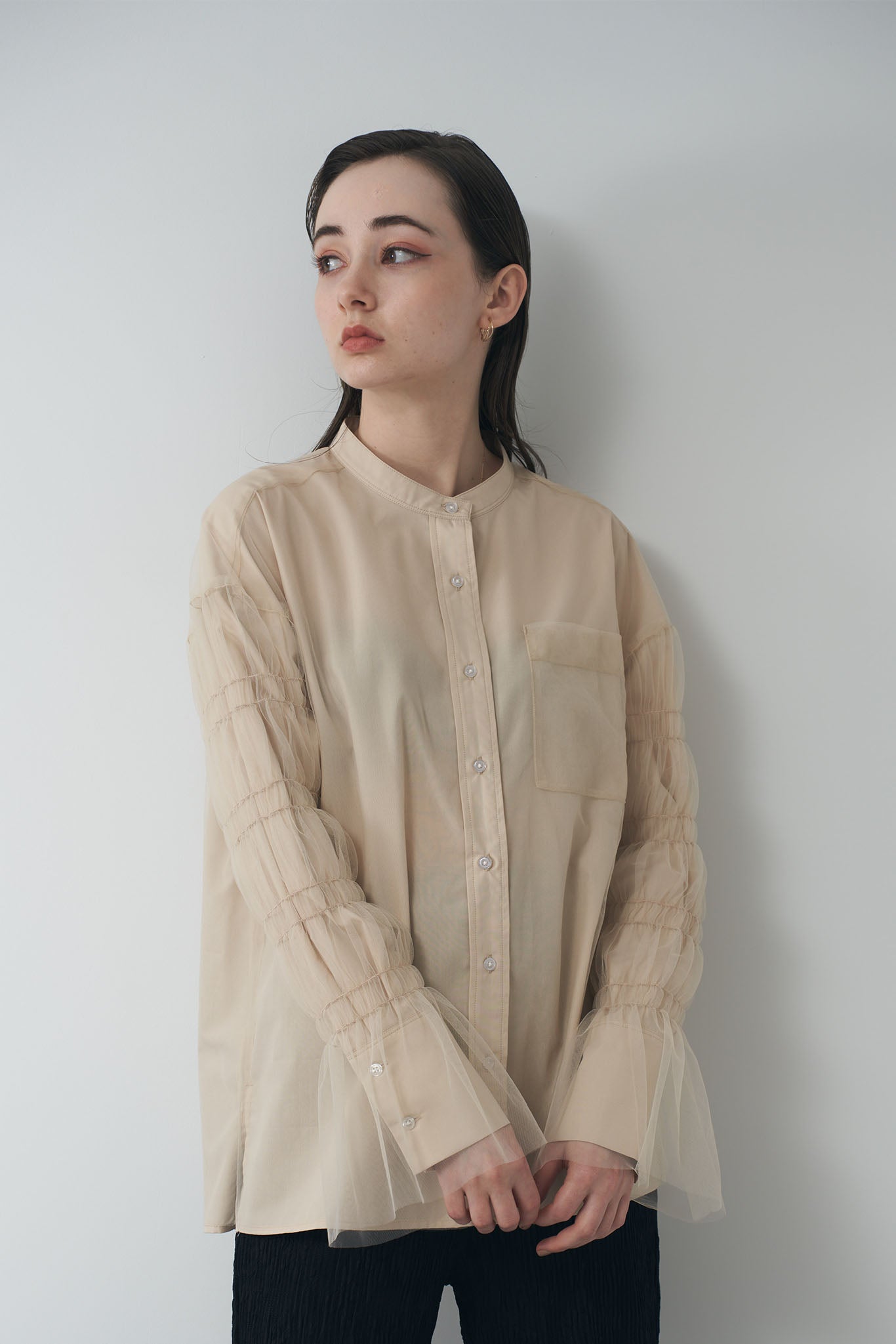 チュールレイヤードシャツ