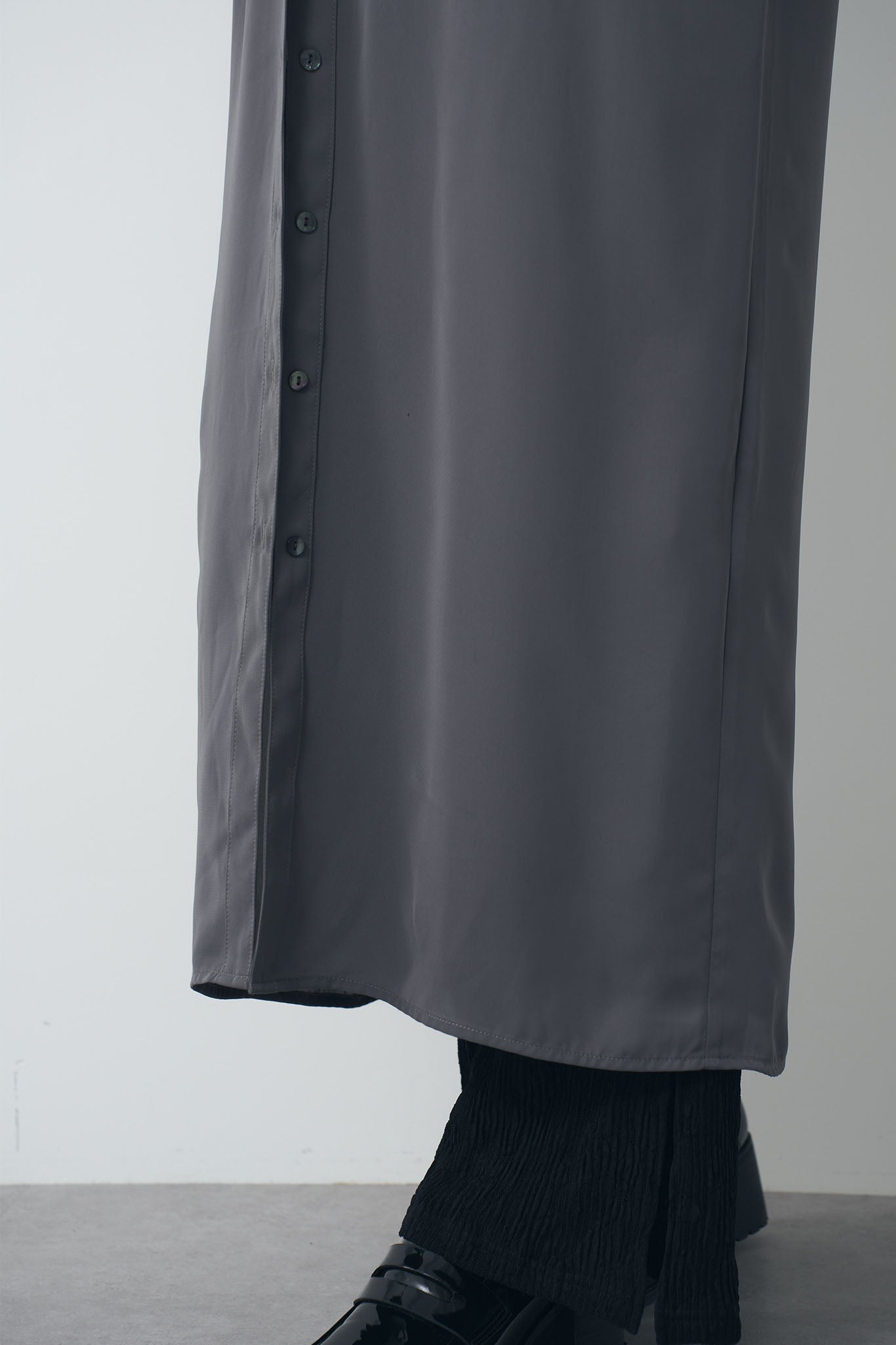 Gathered sleeve shirt dress